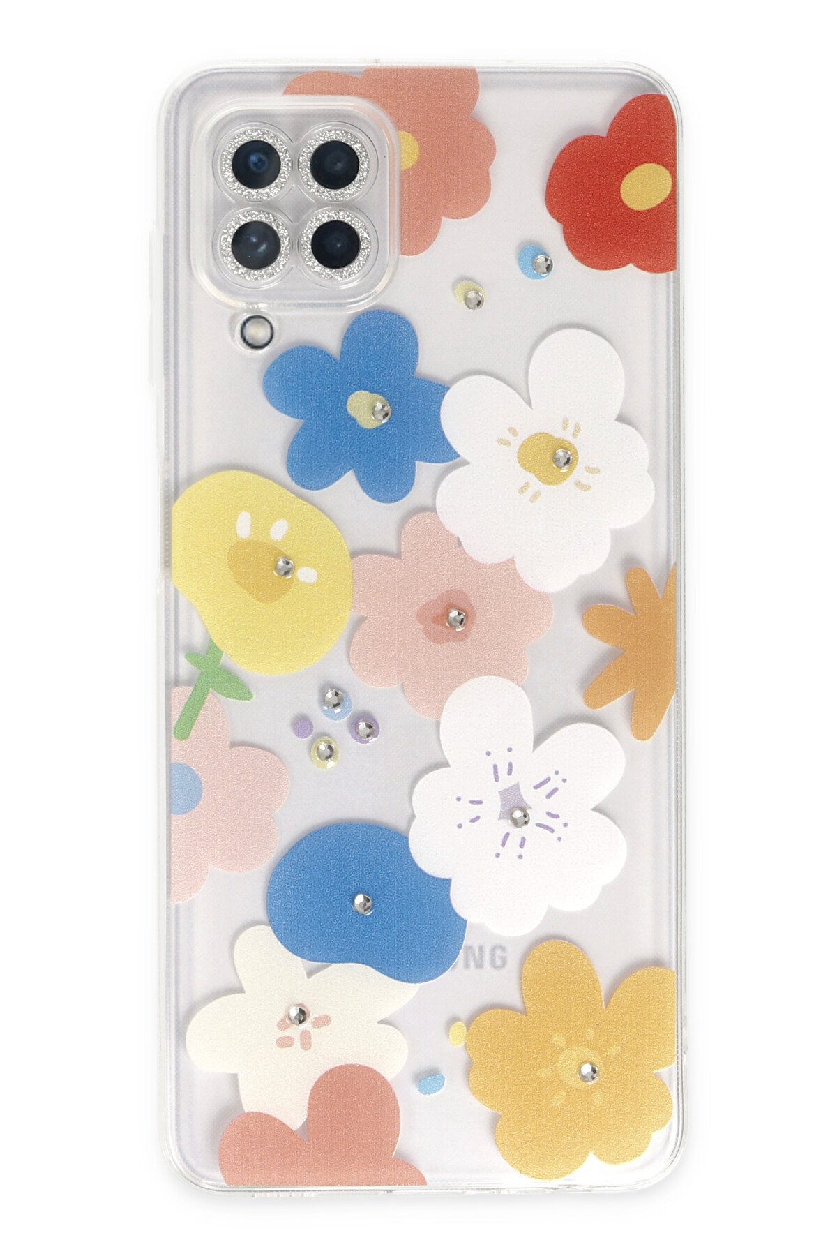 Newface Samsung Galaxy A22 Kılıf Palm Buzlu Kamera Sürgülü Silikon - Sarı