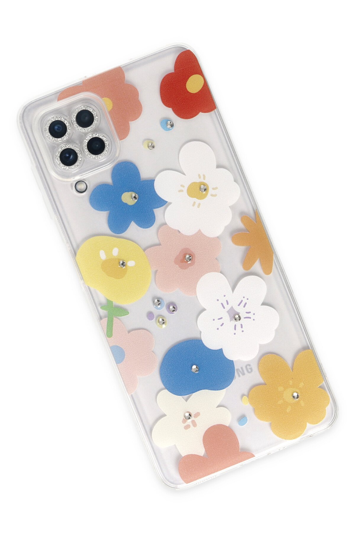 Newface Samsung Galaxy A22 Kılıf Palm Buzlu Kamera Sürgülü Silikon - Sarı