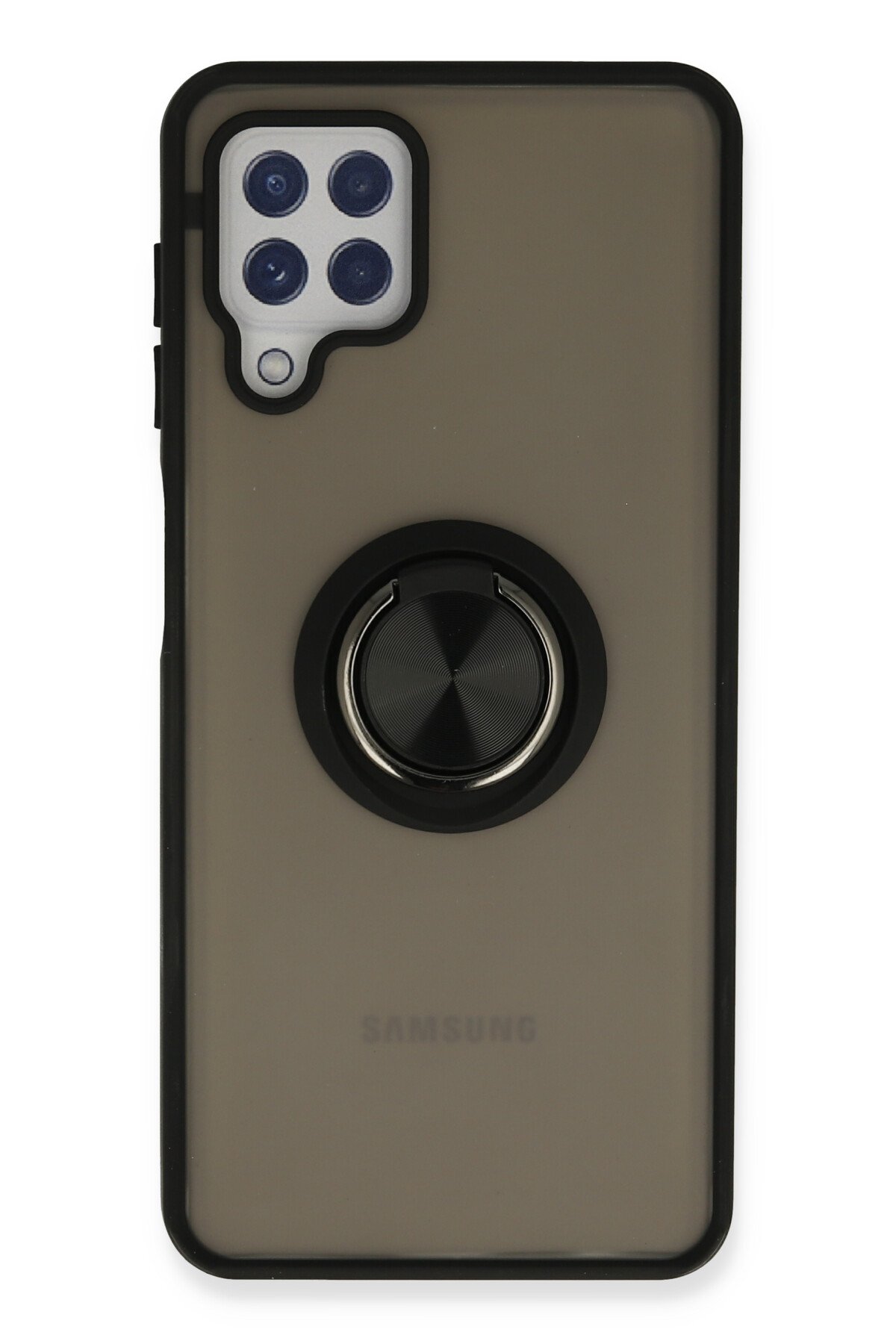 Newface Samsung Galaxy A22 Kılıf Palm Buzlu Kamera Sürgülü Silikon - Siyah