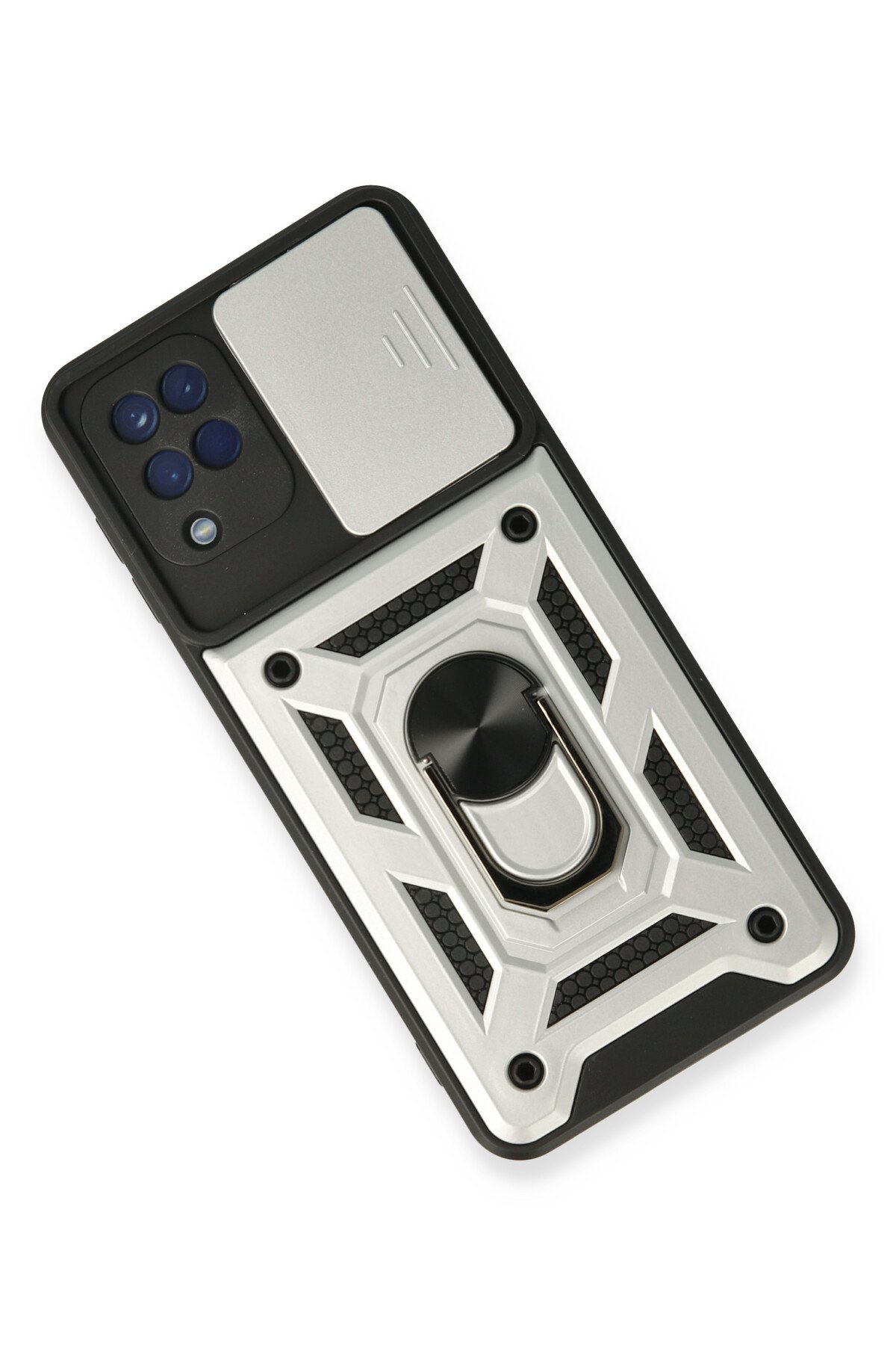 Newface Samsung Galaxy A22 Kılıf Lansman Glass Kapak - Siyah