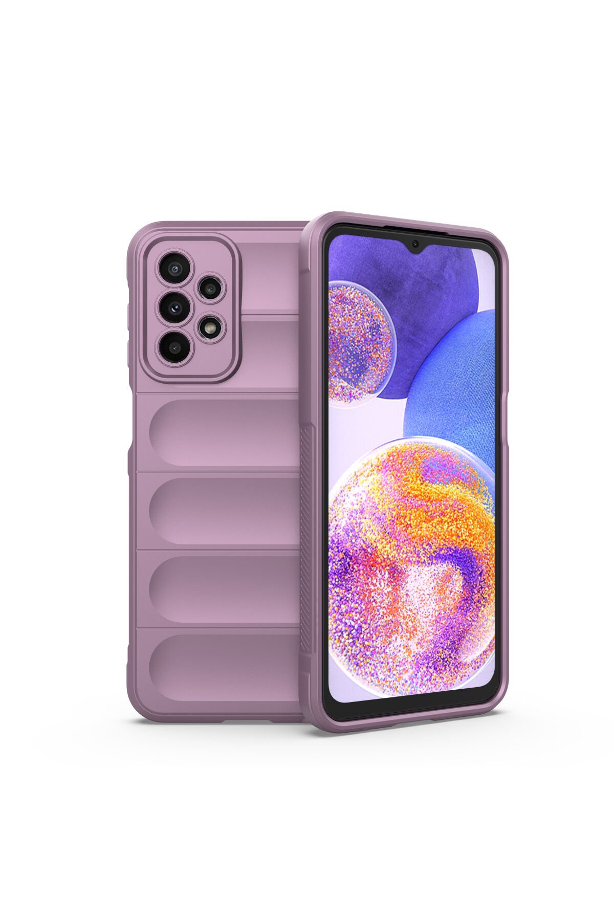 Newface Samsung Galaxy A23 4G Kılıf Pars Lens Yüzüklü Silikon - Gümüş
