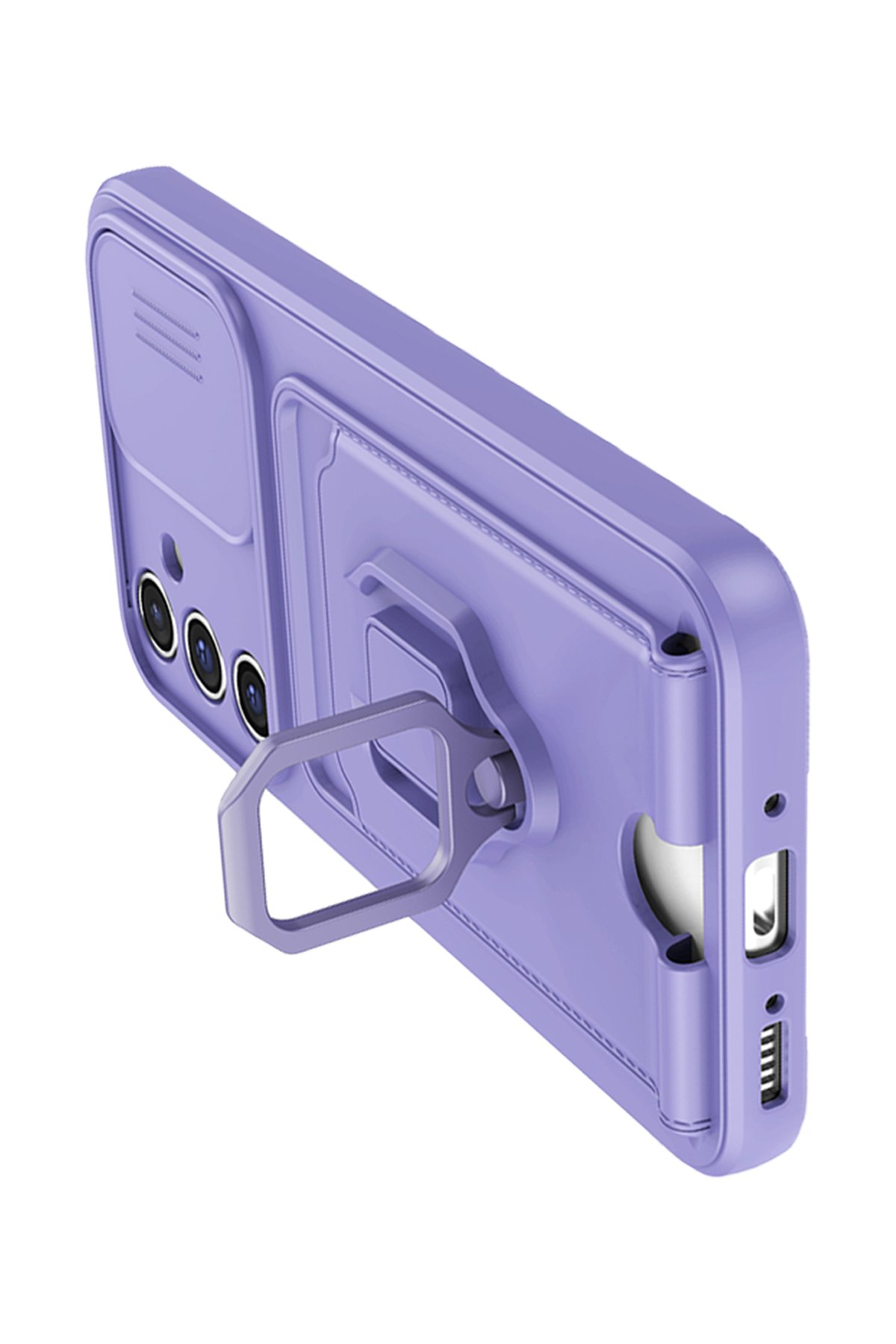 Newface Samsung Galaxy A25 5G Kılıf Pars Lens Yüzüklü Silikon - Kırmızı