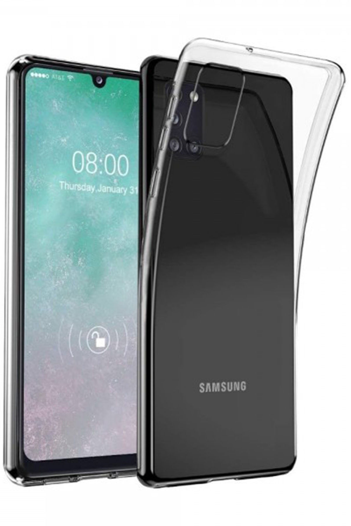 Newface Samsung Galaxy A31 Kılıf Miami Şeffaf Silikon - Siyah