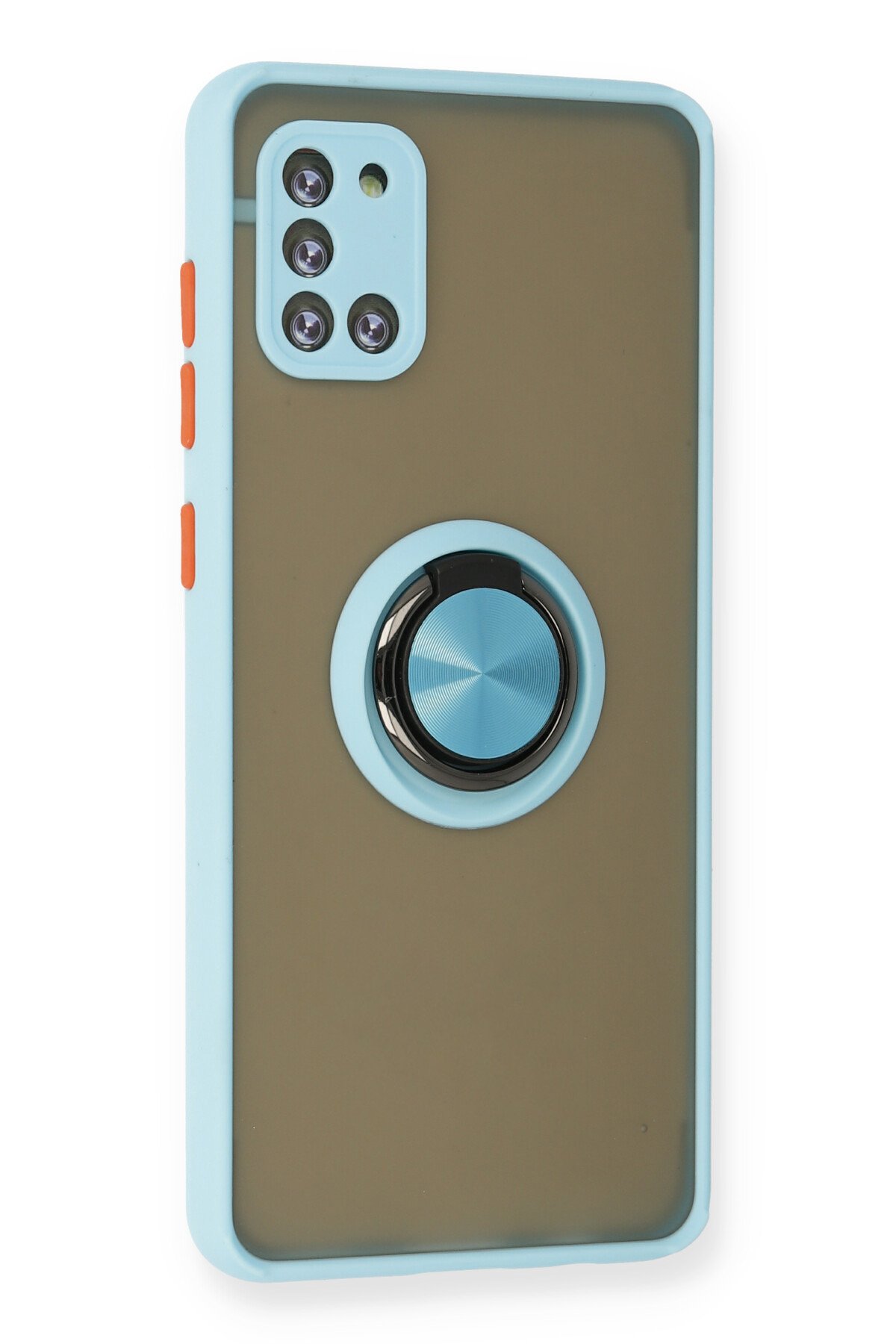 Newface Samsung Galaxy A31 Kılıf Zegna Yüzüklü Silikon Kapak - Mavi