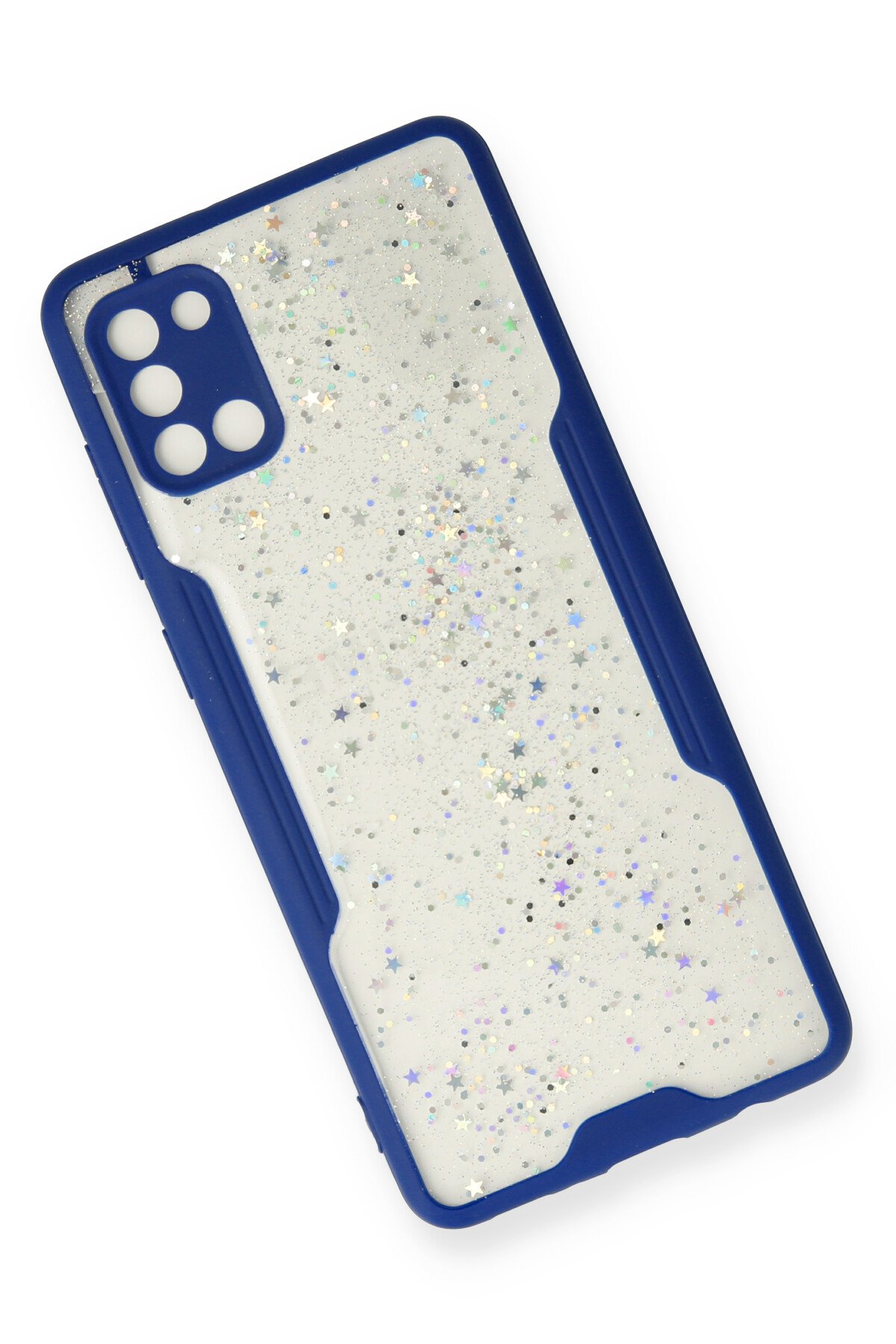 Newface Samsung Galaxy A31 Kılıf Platin Simli Silikon - Kırmızı