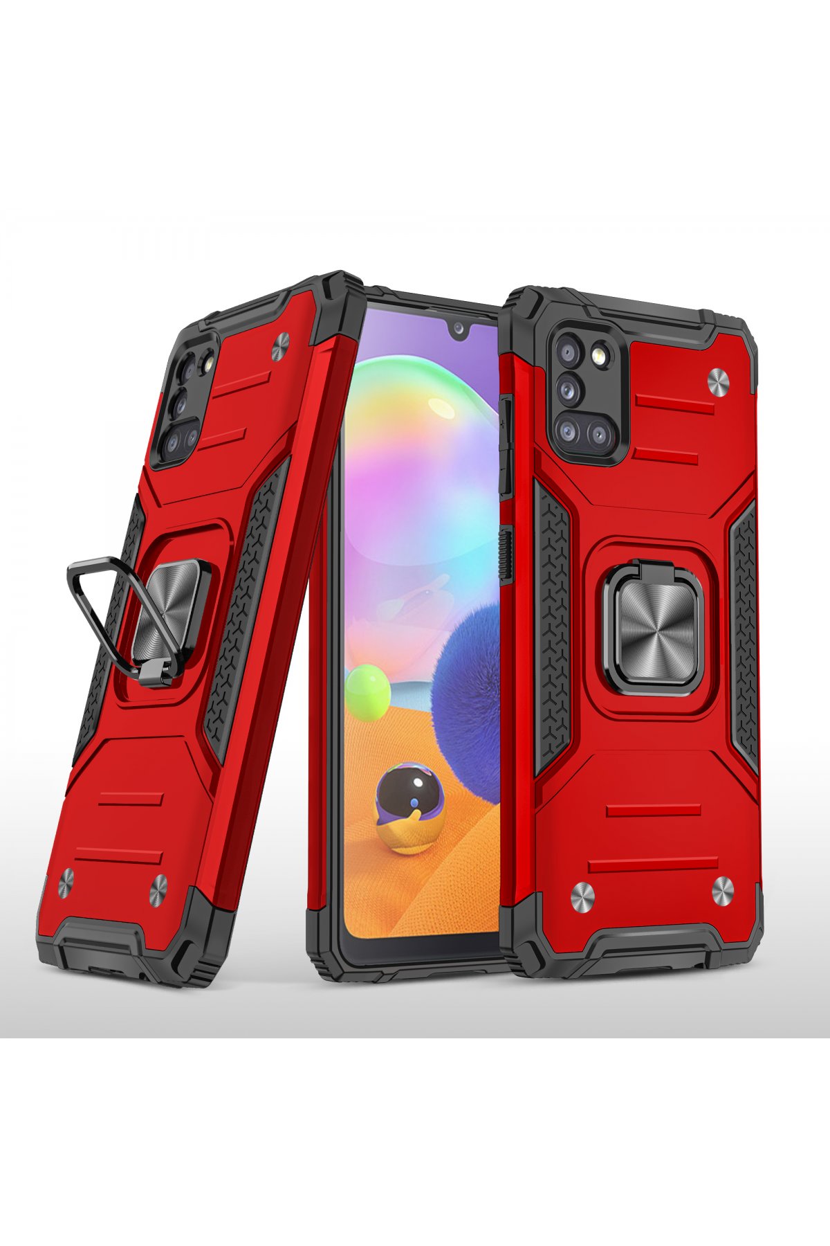 Newface Samsung Galaxy A31 Kılıf Zegna Yüzüklü Silikon Kapak - Siyah