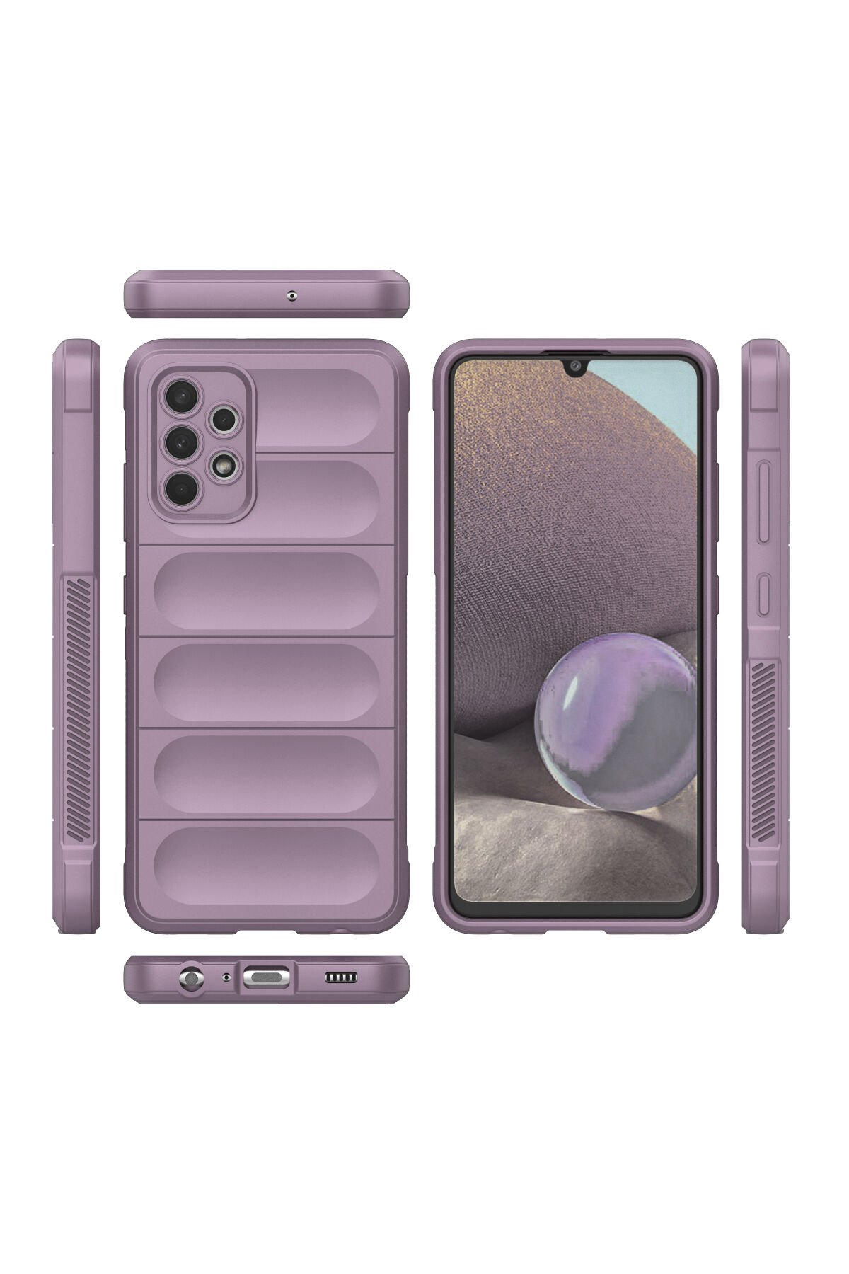 Newface Samsung Galaxy A32 Kılıf Sofya Yüzüklü Silikon Kapak - Rose