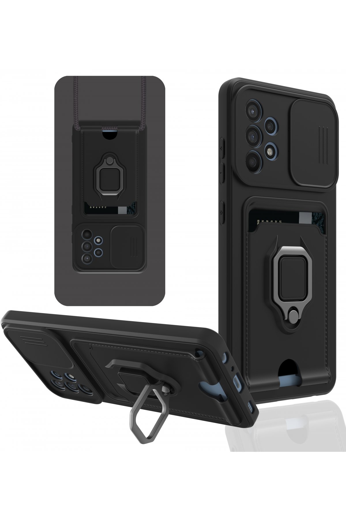 Newface Samsung Galaxy A32 Kılıf Joy Lens Standlı Kapak - Lacivert