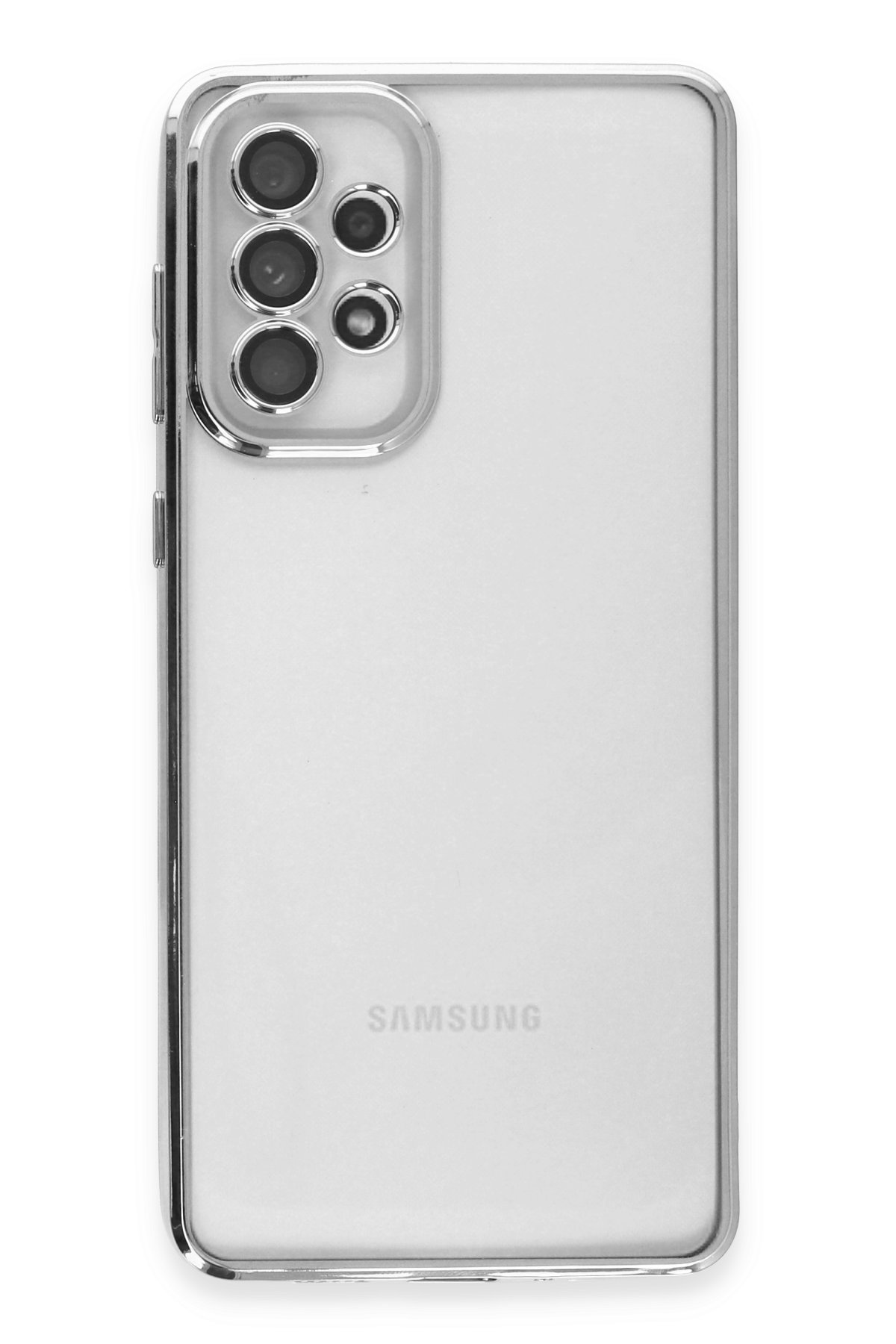 Newface Samsung Galaxy A33 5G Kılıf Pars Lens Yüzüklü Silikon - Gümüş