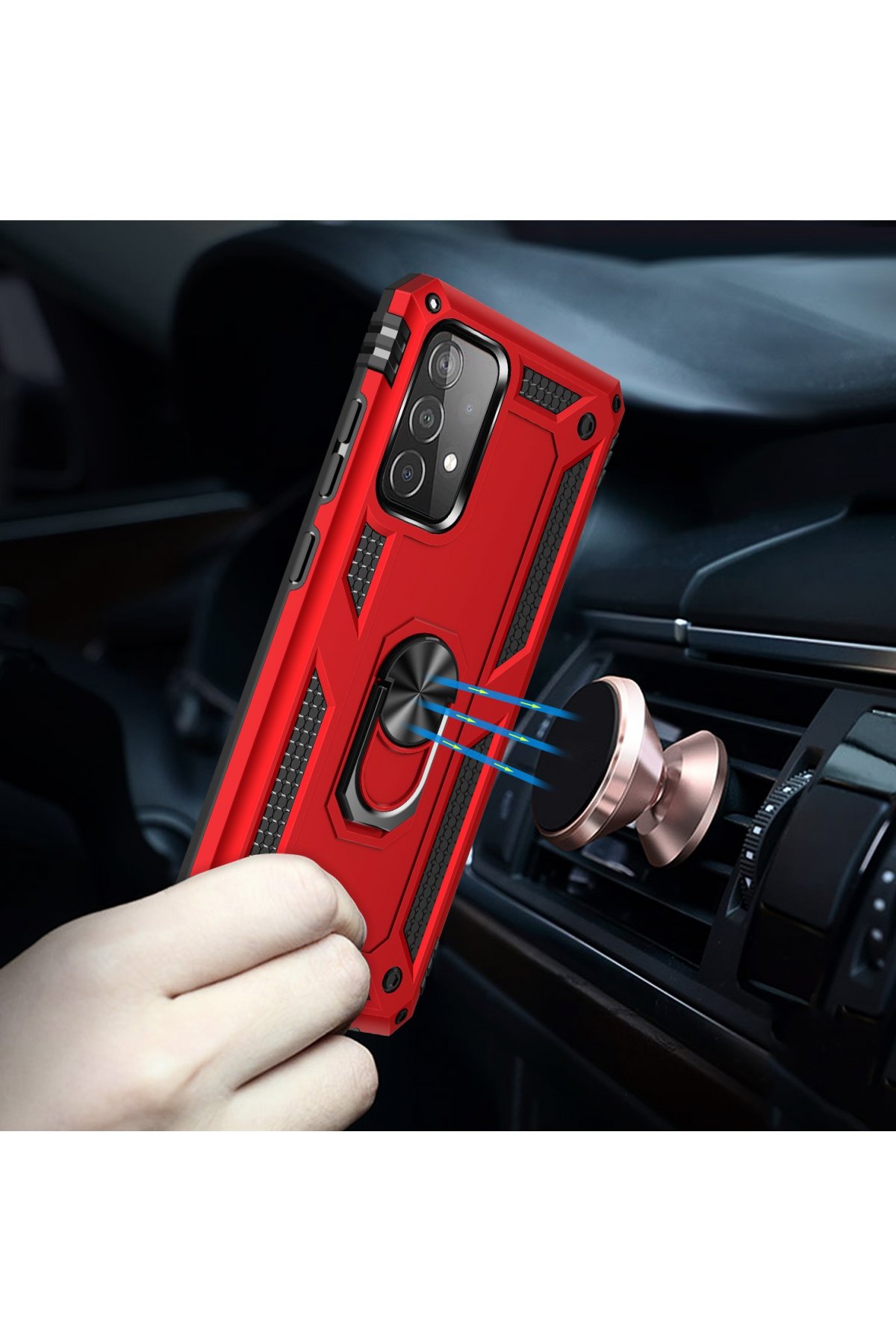 Newface Samsung Galaxy A33 5G Kılıf Pars Lens Yüzüklü Silikon - Yeşil