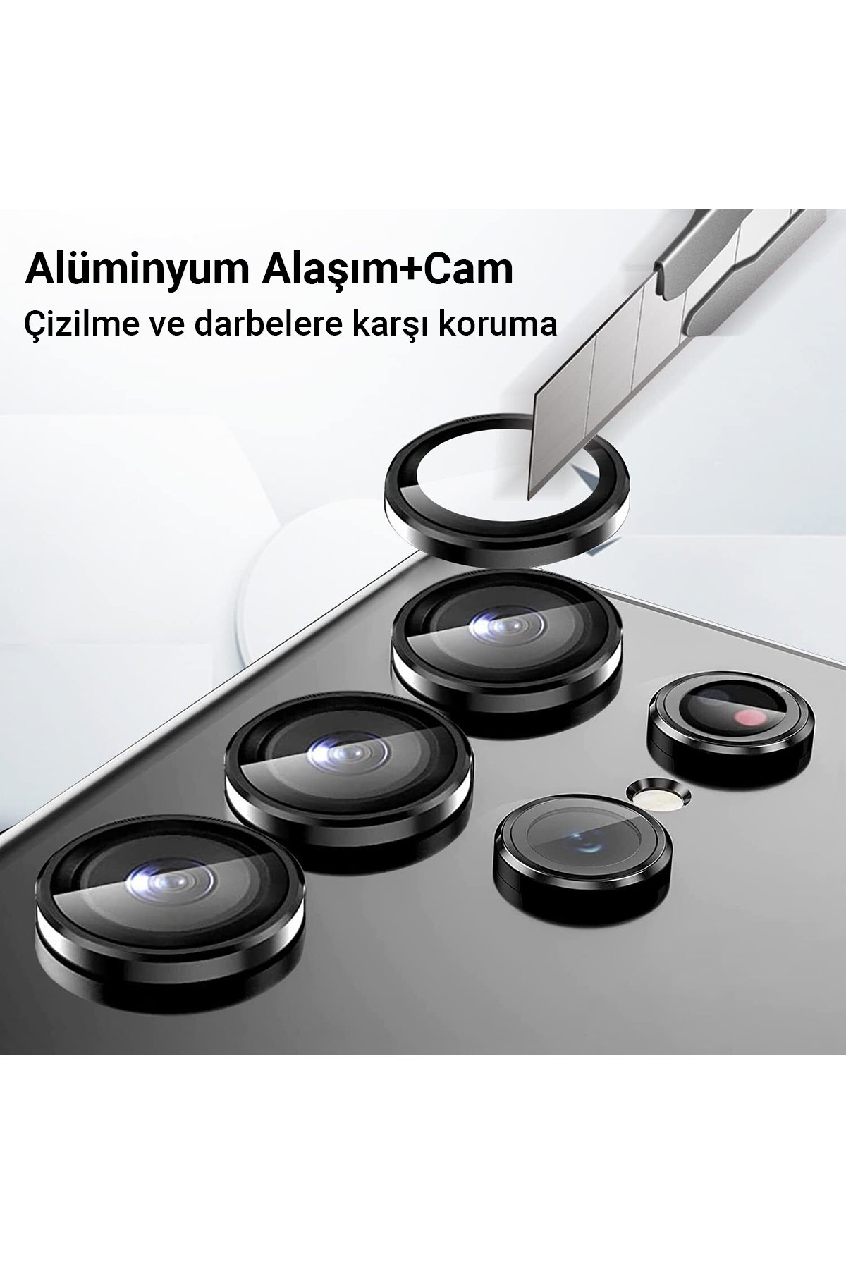 Newface Samsung Galaxy A34 5G Valdez Metal Kamera Lens - Gümüş
