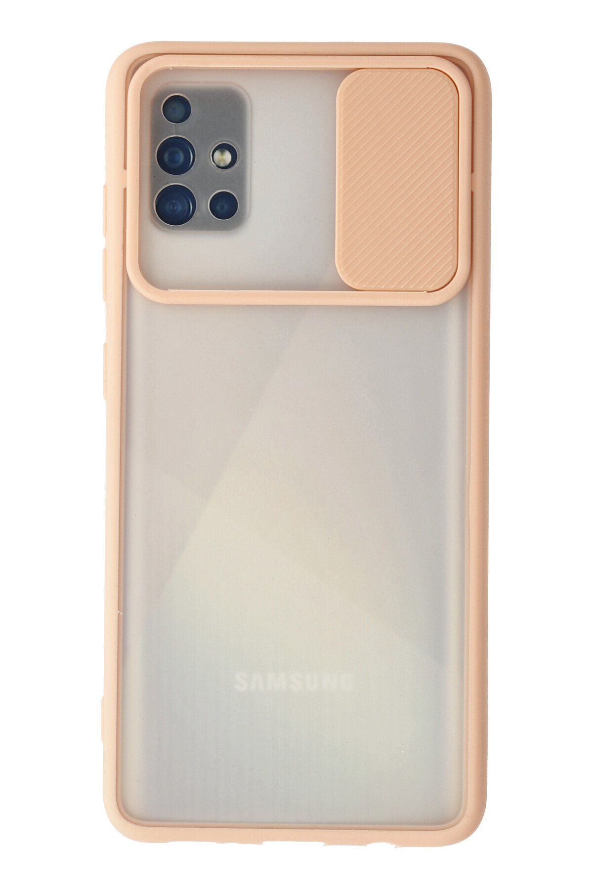 Newface Samsung Galaxy A51 Kılıf Palm Buzlu Kamera Sürgülü Silikon - Sarı