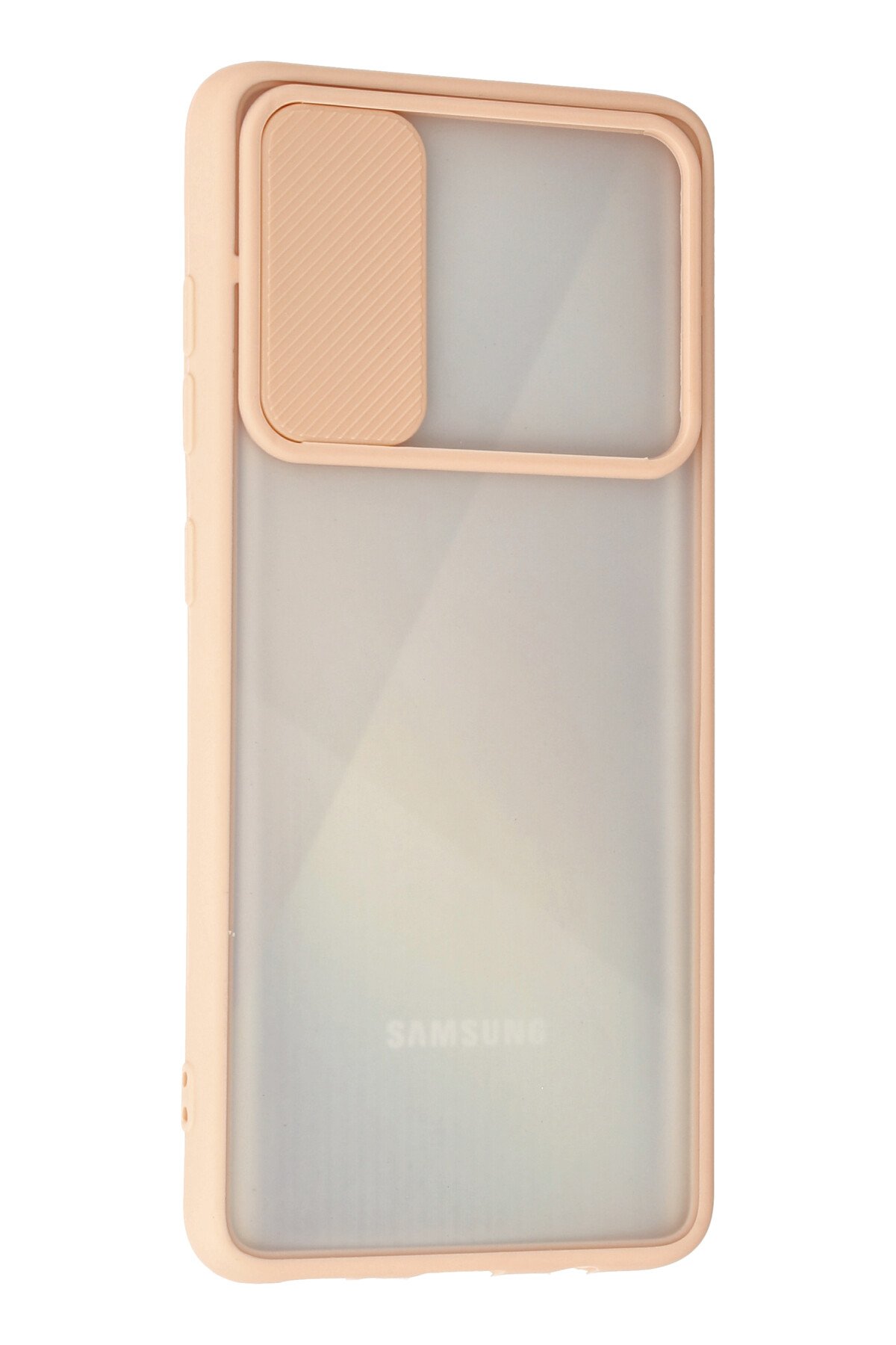 Newface Samsung Galaxy A51 Kılıf Palm Buzlu Kamera Sürgülü Silikon - Sarı