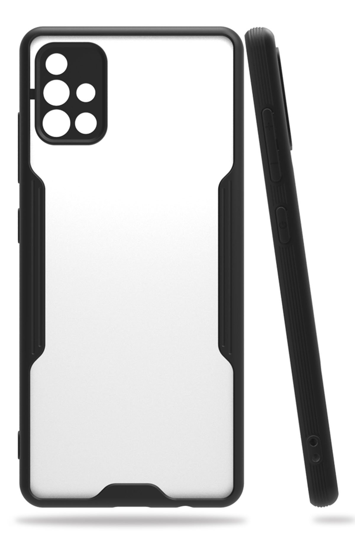 Newface Samsung Galaxy A51 Kılıf Palm Buzlu Kamera Sürgülü Silikon - Siyah