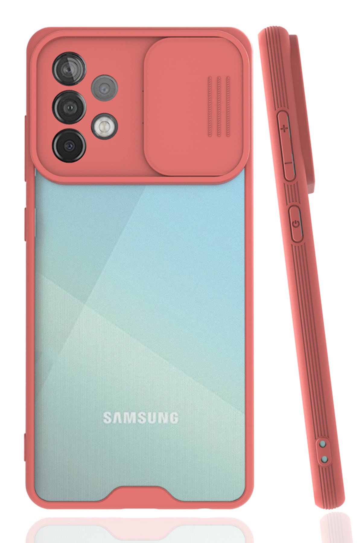 Newface Samsung Galaxy A52 Kılıf Palm Buzlu Kamera Sürgülü Silikon - Lila