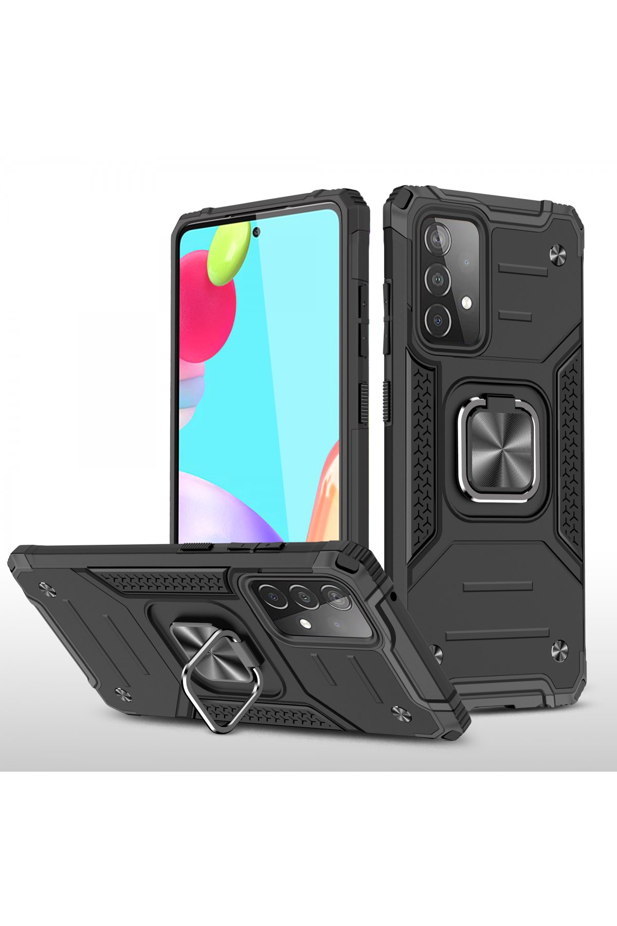Newface Samsung Galaxy A52S Kılıf Sofya Yüzüklü Silikon Kapak - Gümüş