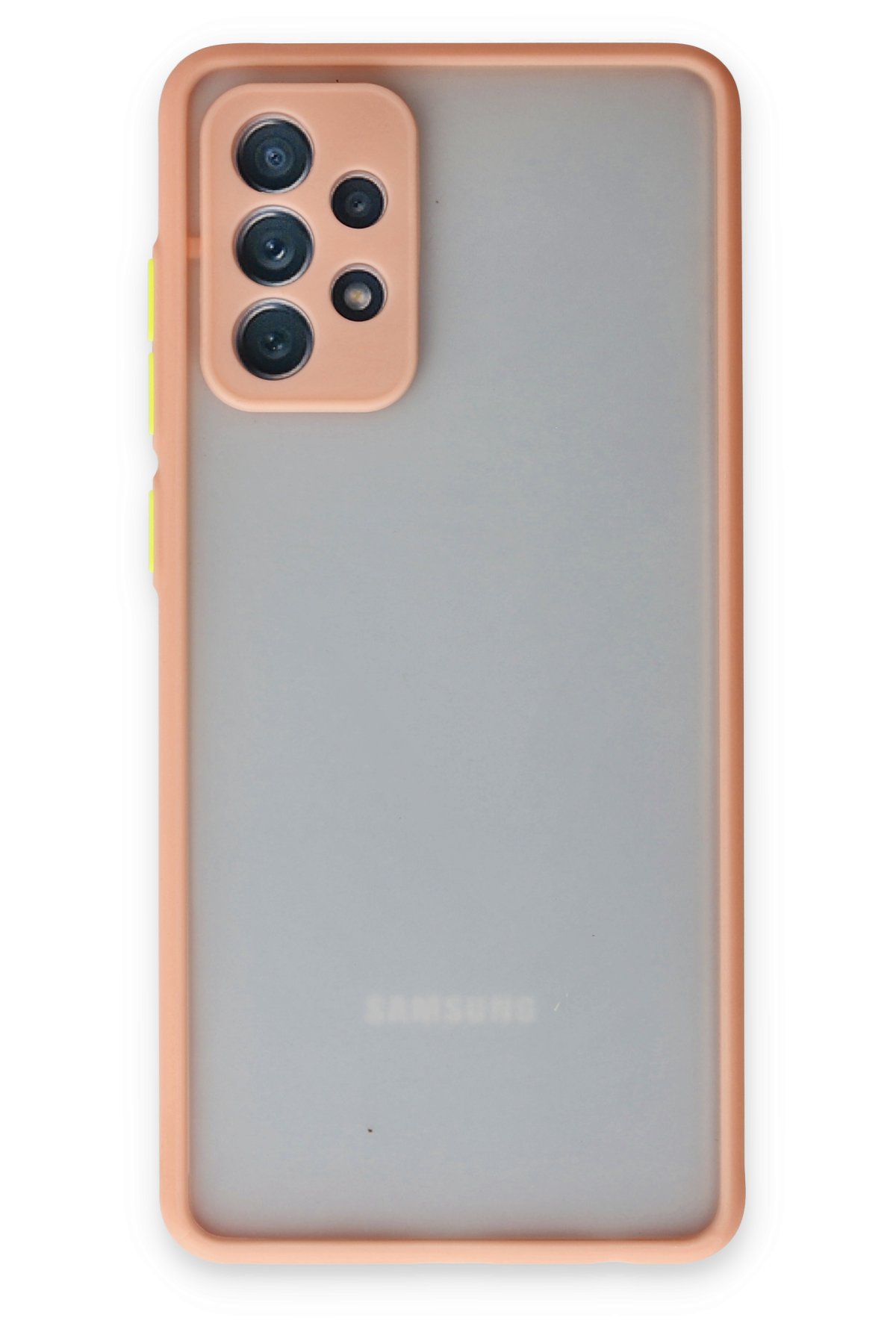 Newface Samsung Galaxy A52S Kılıf Palm Buzlu Kamera Sürgülü Silikon - Sarı