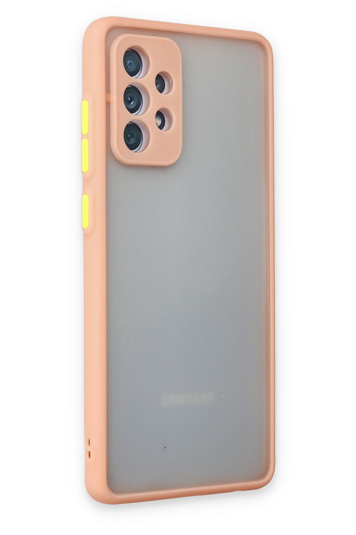 Newface Samsung Galaxy A52S Kılıf Palm Buzlu Kamera Sürgülü Silikon - Sarı