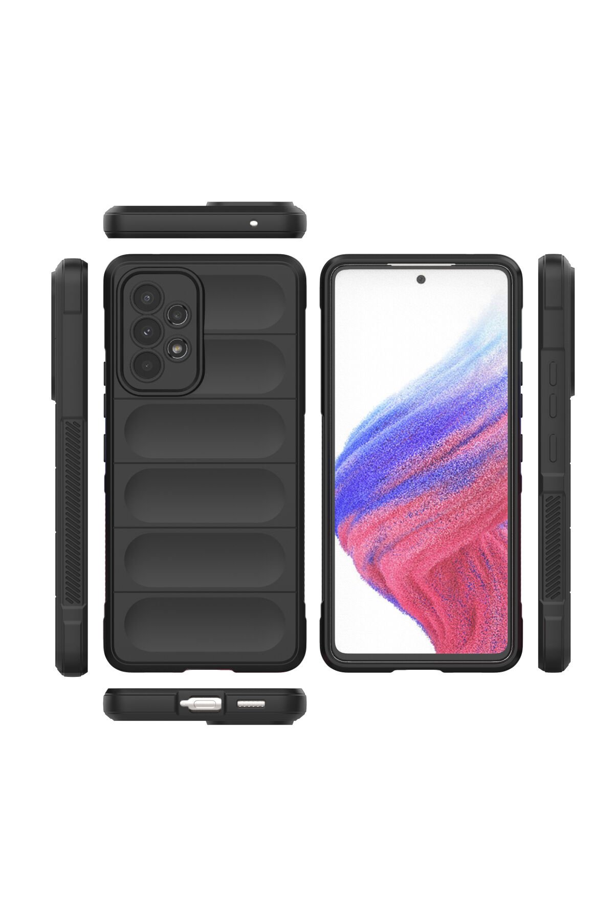 Newface Samsung Galaxy A53 5G Kılıf Sofya Yüzüklü Silikon Kapak - Gümüş