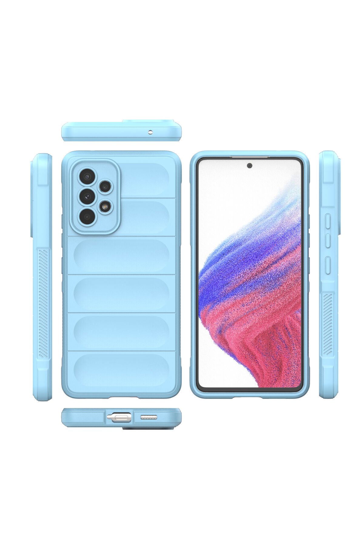 Newface Samsung Galaxy A53 5G Kılıf Mega Standlı Silikon - Kırmızı