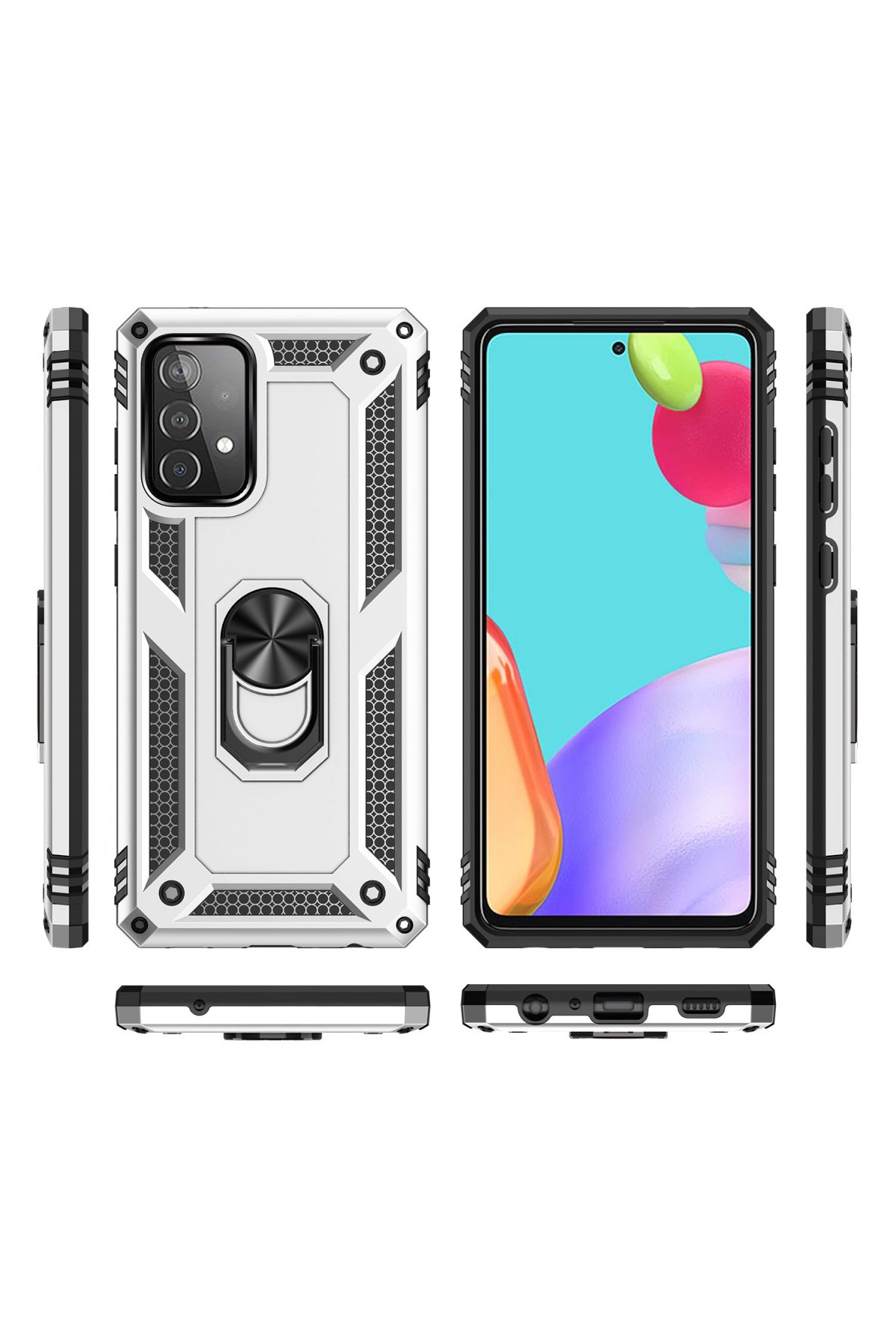 Newface Samsung Galaxy A53 5G Kılıf Sofya Yüzüklü Silikon Kapak - Yeşil