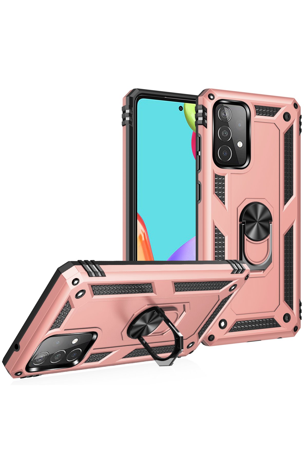 Newface Samsung Galaxy A53 5G Kılıf Pars Lens Yüzüklü Silikon - Kırmızı