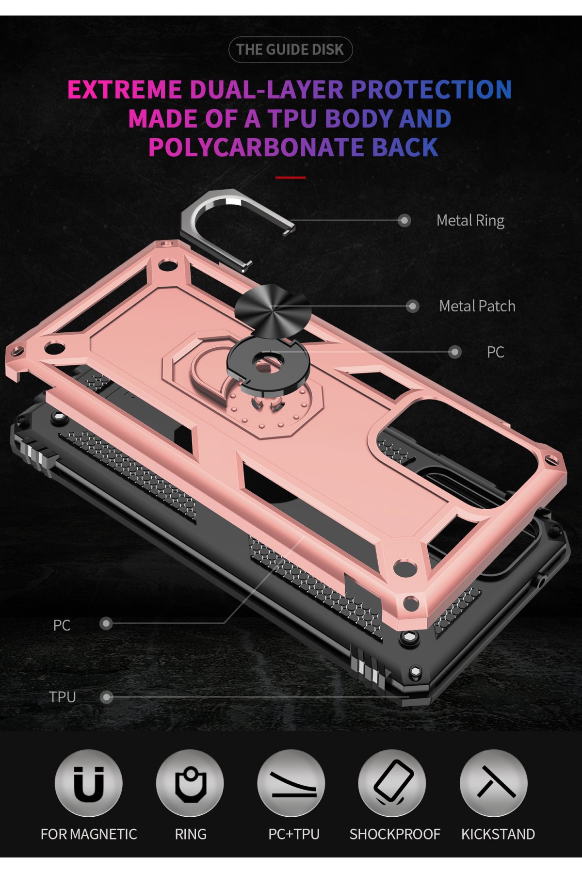 Newface Samsung Galaxy A53 5G Kılıf Pars Lens Yüzüklü Silikon - Kırmızı