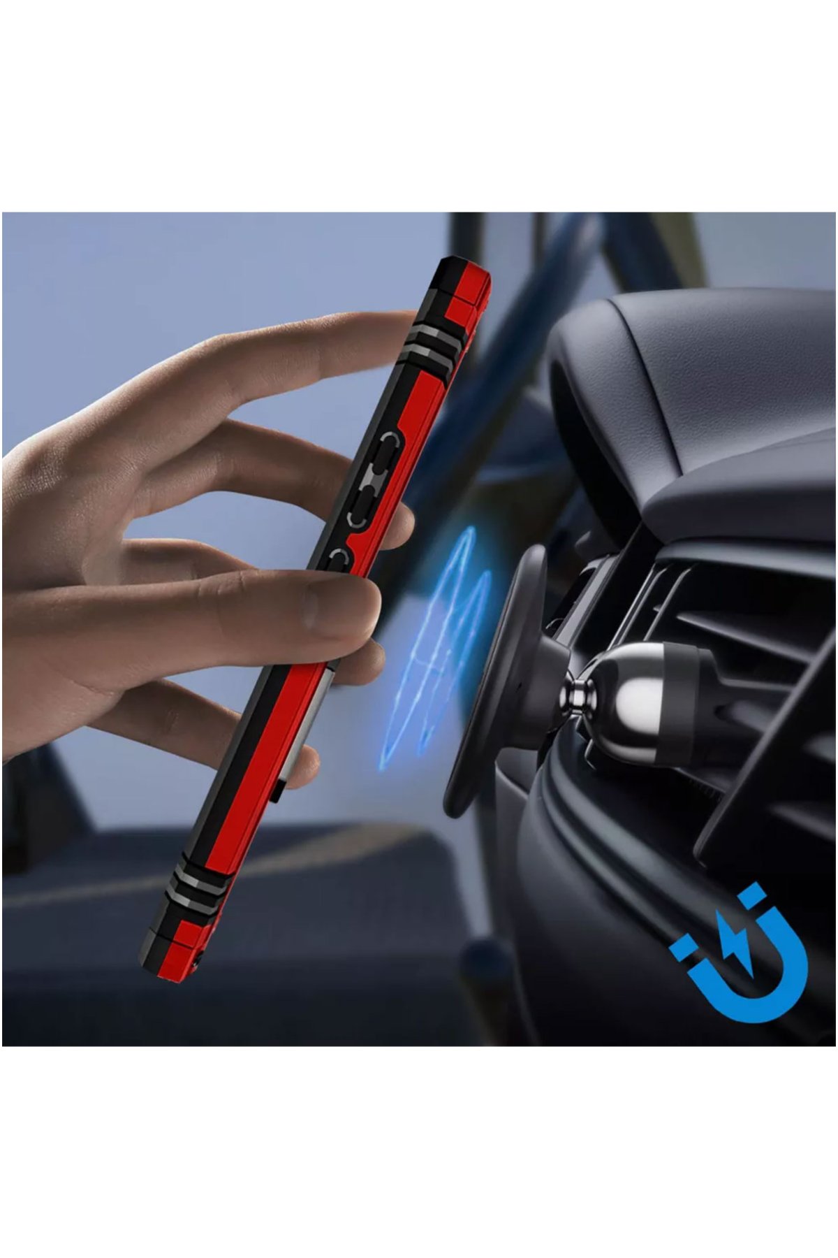 Newface Samsung Galaxy A54 5G Kılıf Mega Standlı Silikon - Kırmızı