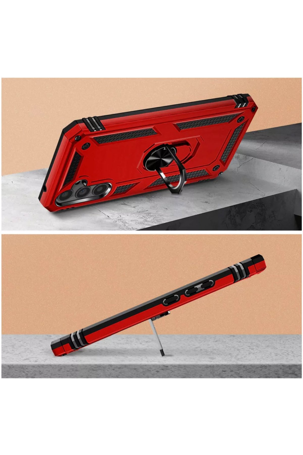 Newface Samsung Galaxy A54 5G Kılıf Mega Standlı Silikon - Kırmızı