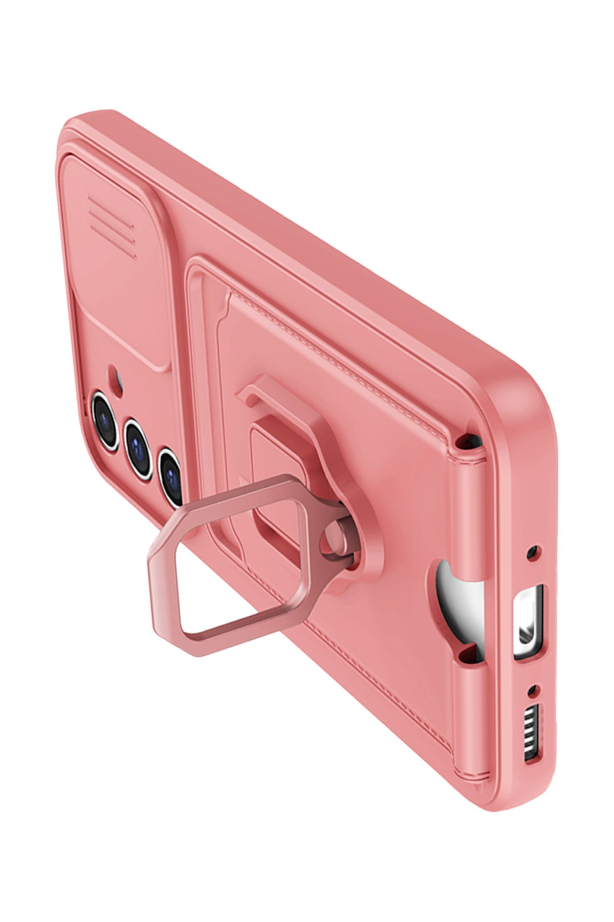 Newface Samsung Galaxy A54 5G Kılıf Pars Lens Yüzüklü Silikon - Yeşil