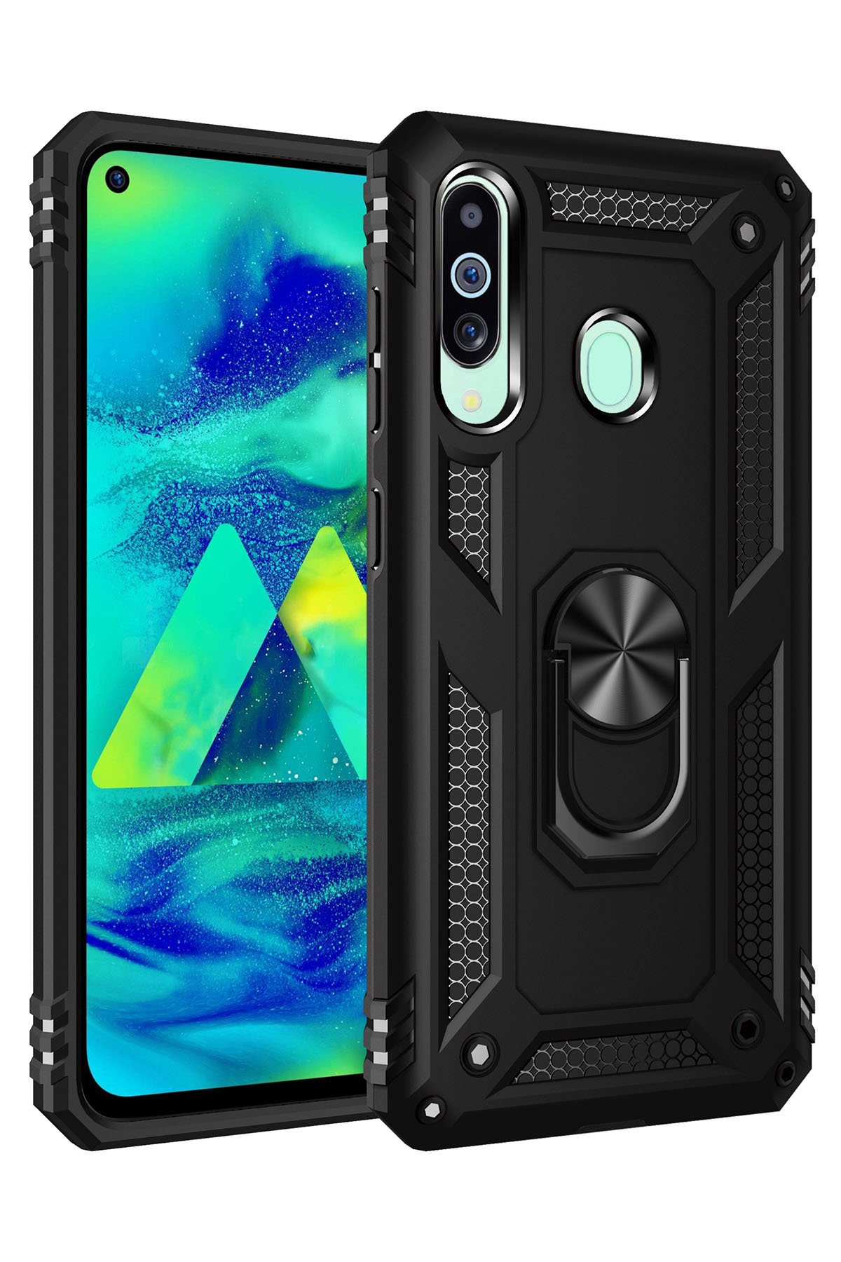 Newface Samsung Galaxy A60 Kılıf Sofya Yüzüklü Silikon Kapak - Yeşil