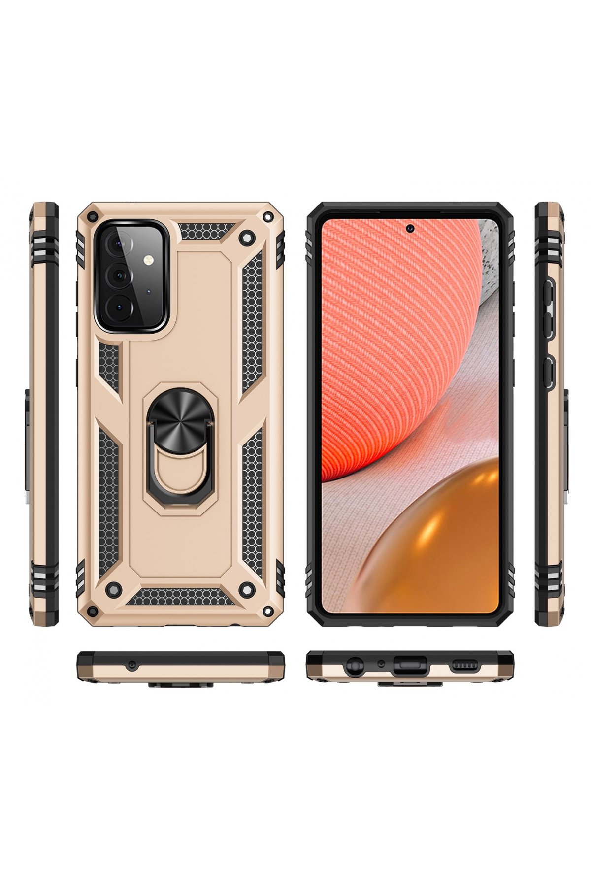 Newface Samsung Galaxy A72 Kılıf Platin Kamera Koruma Silikon - Sarı