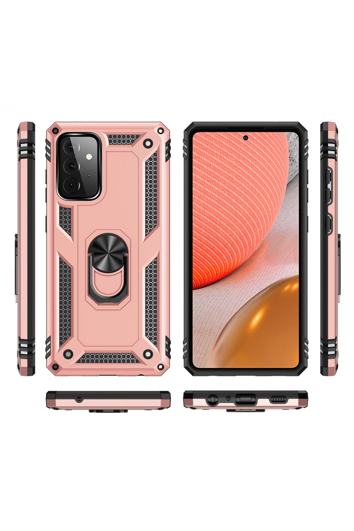 Newface Samsung Galaxy A72 Kılıf Montreal Yüzüklü Silikon Kapak - Buz Mavi