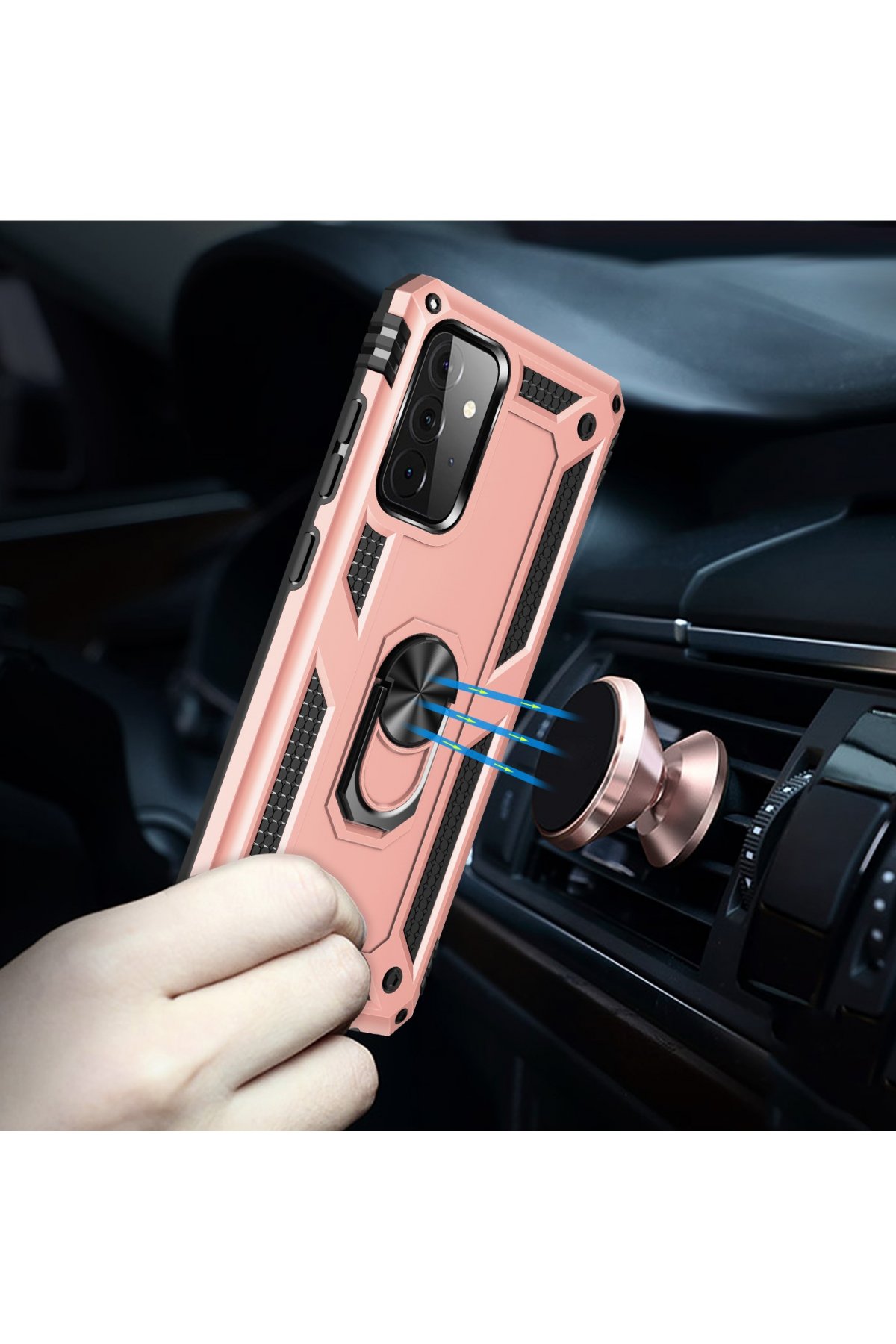 Newface Samsung Galaxy A72 Kılıf Montreal Yüzüklü Silikon Kapak - Buz Mavi