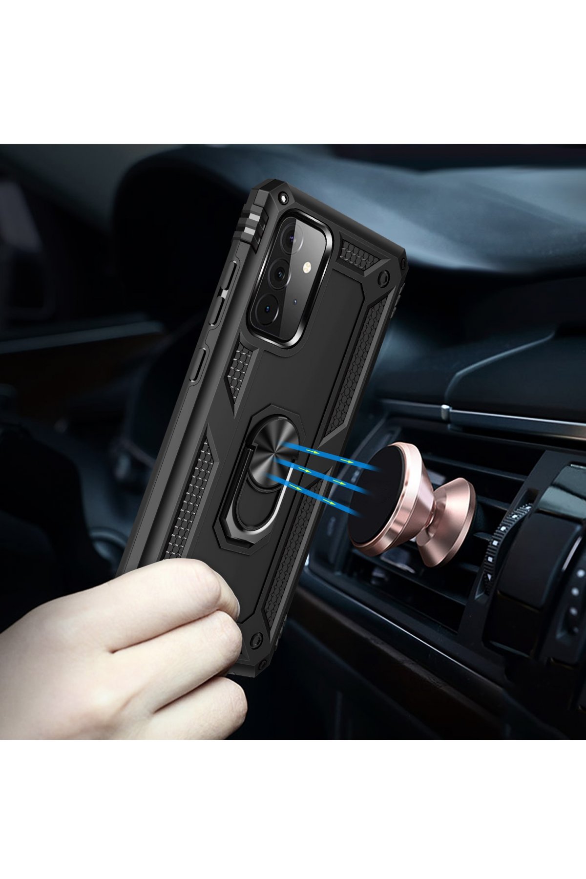 Newface Samsung Galaxy A72 Kılıf Sofya Yüzüklü Silikon Kapak - Gümüş