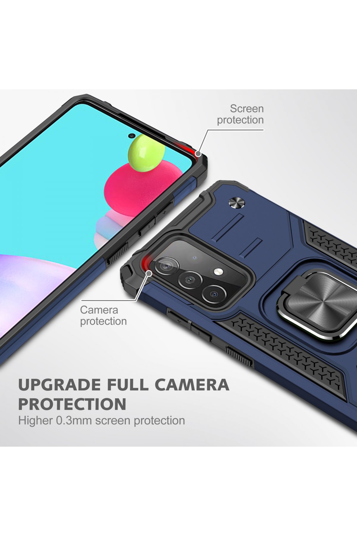 Newface Samsung Galaxy A72 Kılıf Montreal Yüzüklü Silikon Kapak - Siyah