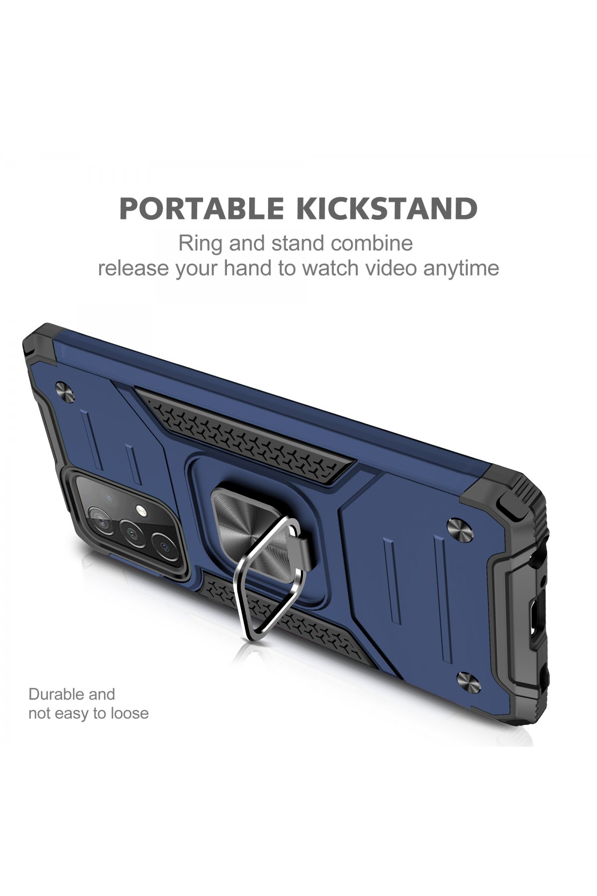 Newface Samsung Galaxy A72 Kılıf Montreal Yüzüklü Silikon Kapak - Siyah