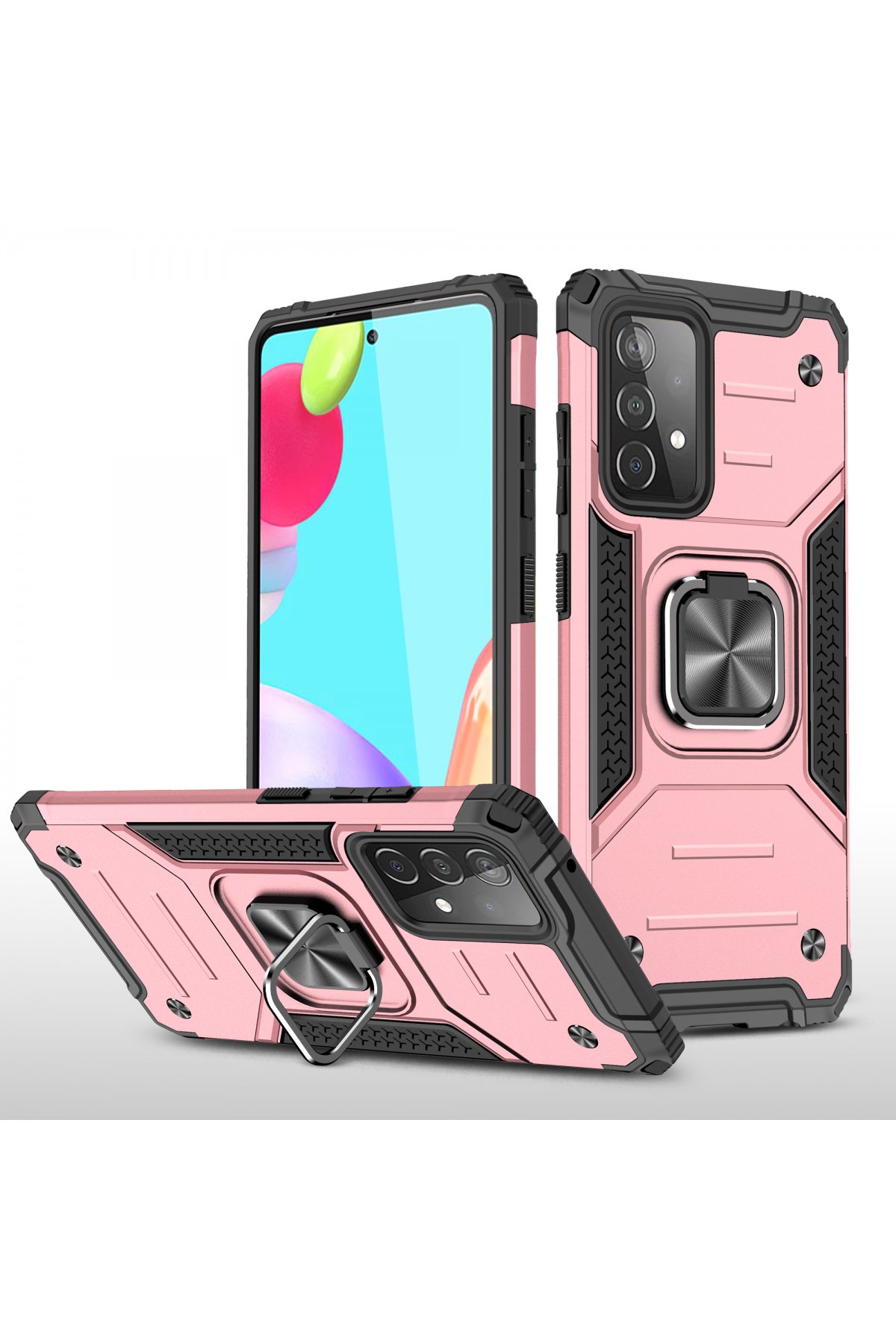 Newface Samsung Galaxy A72 Kılıf Sofya Yüzüklü Silikon Kapak - Siyah