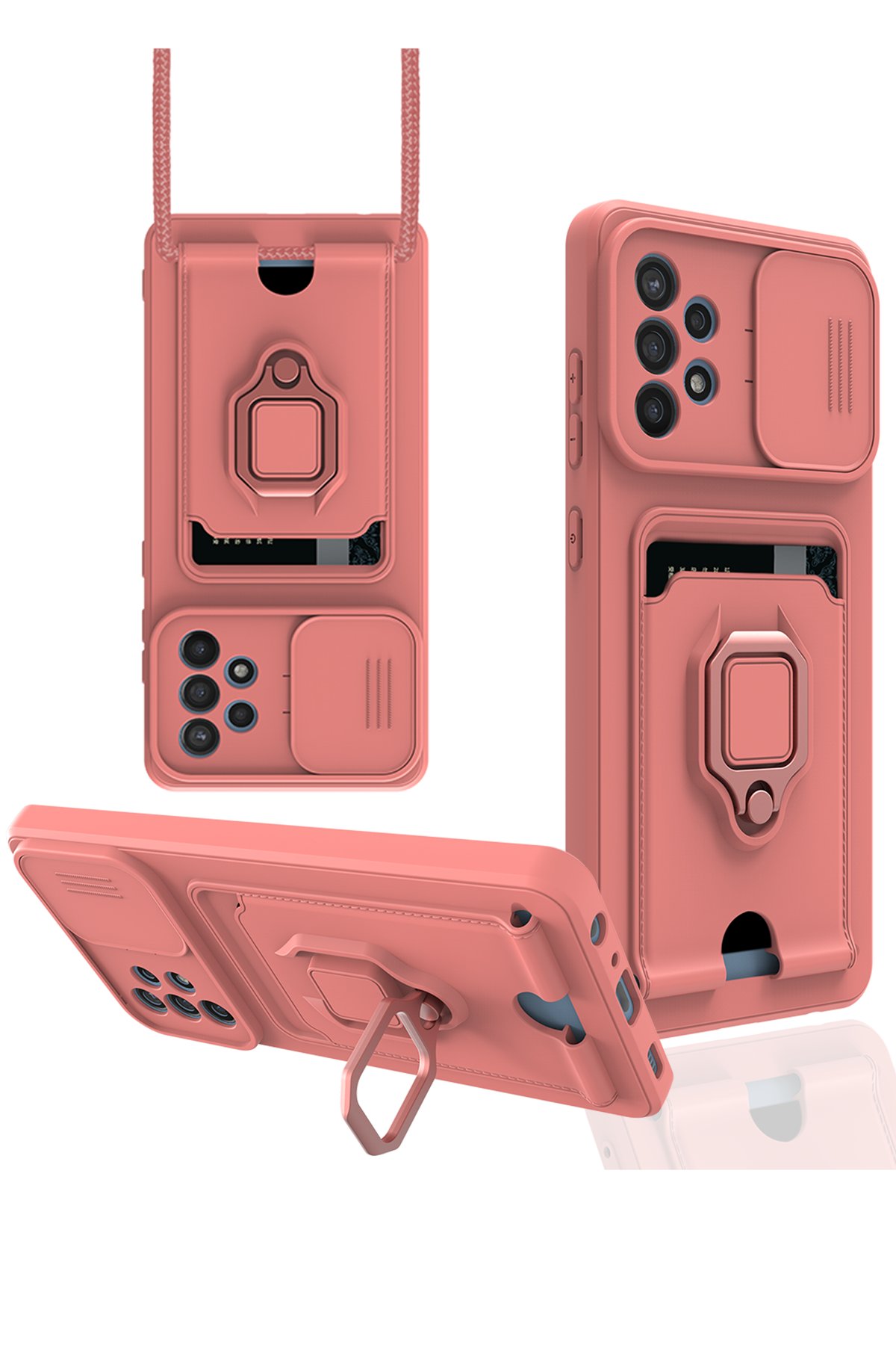 Newface Samsung Galaxy A72 Kılıf Pars Lens Yüzüklü Silikon - Lacivert