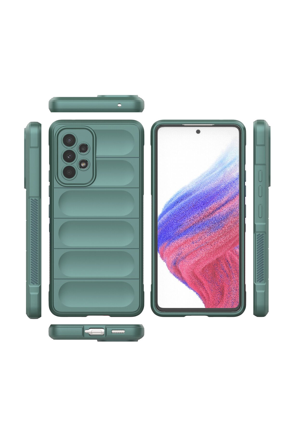 Newface Samsung Galaxy A73 5G Kılıf Nano içi Kadife Silikon - Koyu Yeşil