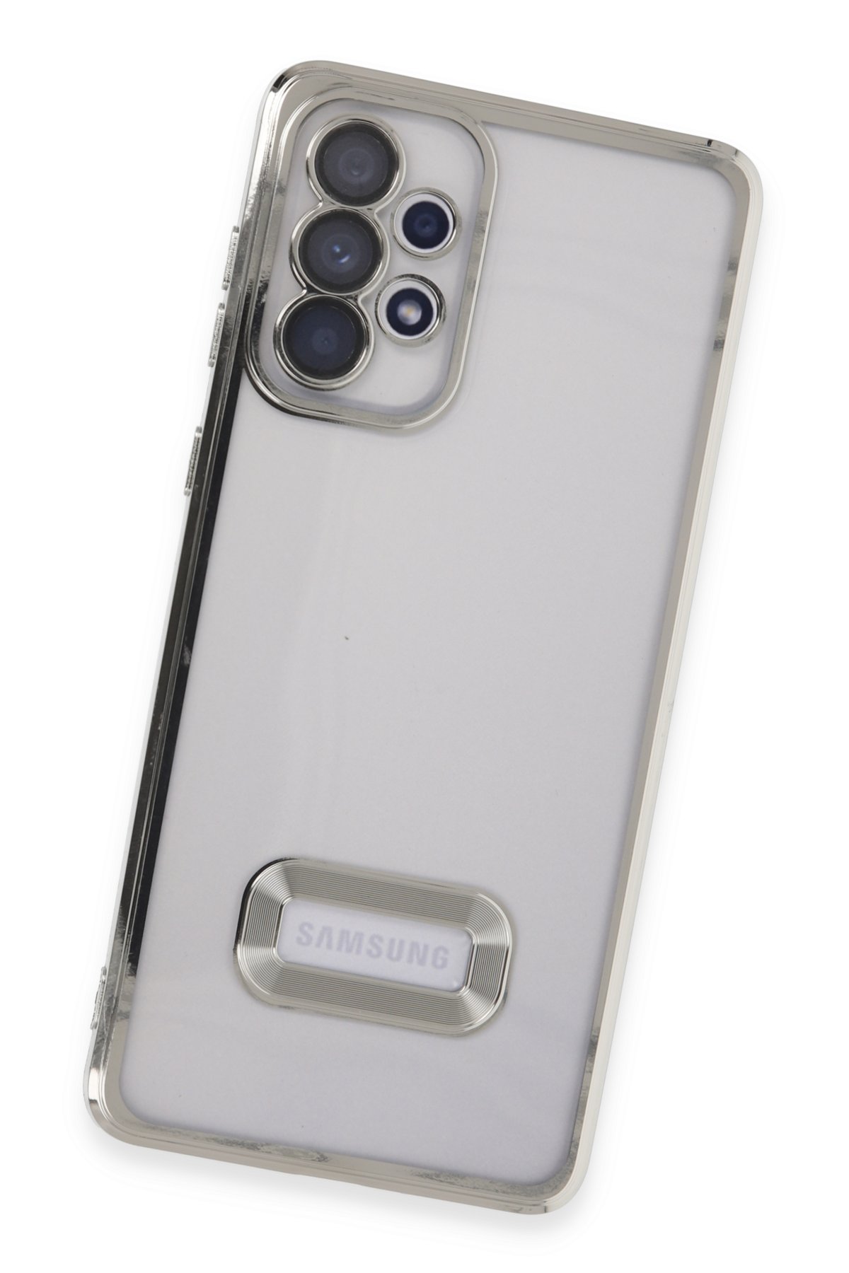 Newface Samsung Galaxy A73 5G Kılıf Razer Lensli Silikon - Gümüş