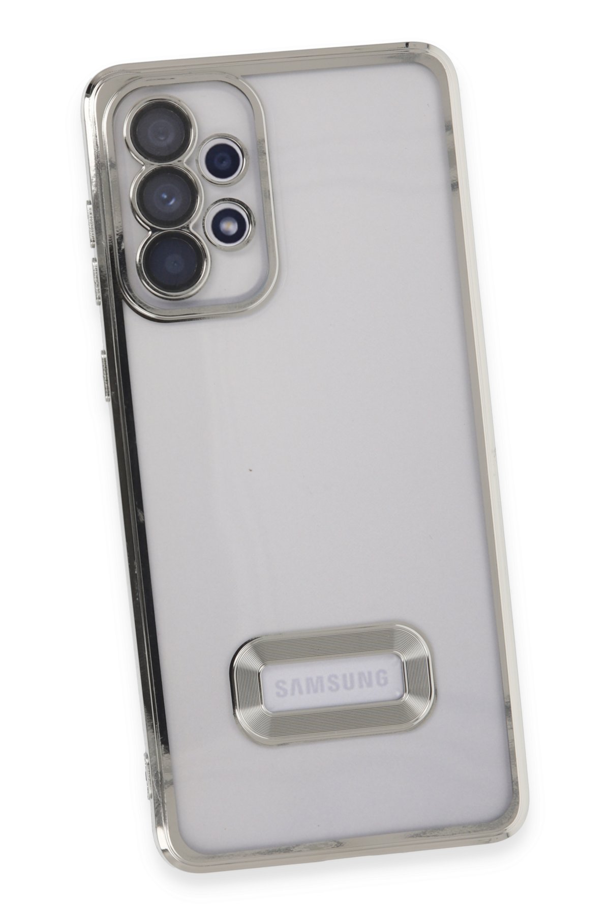 Newface Samsung Galaxy A73 5G Kılıf Razer Lensli Silikon - Gümüş