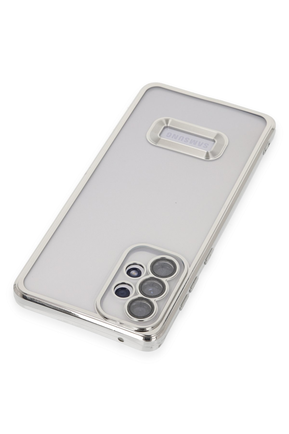 Newface Samsung Galaxy A73 5G Kılıf Razer Lensli Silikon - Gümüş