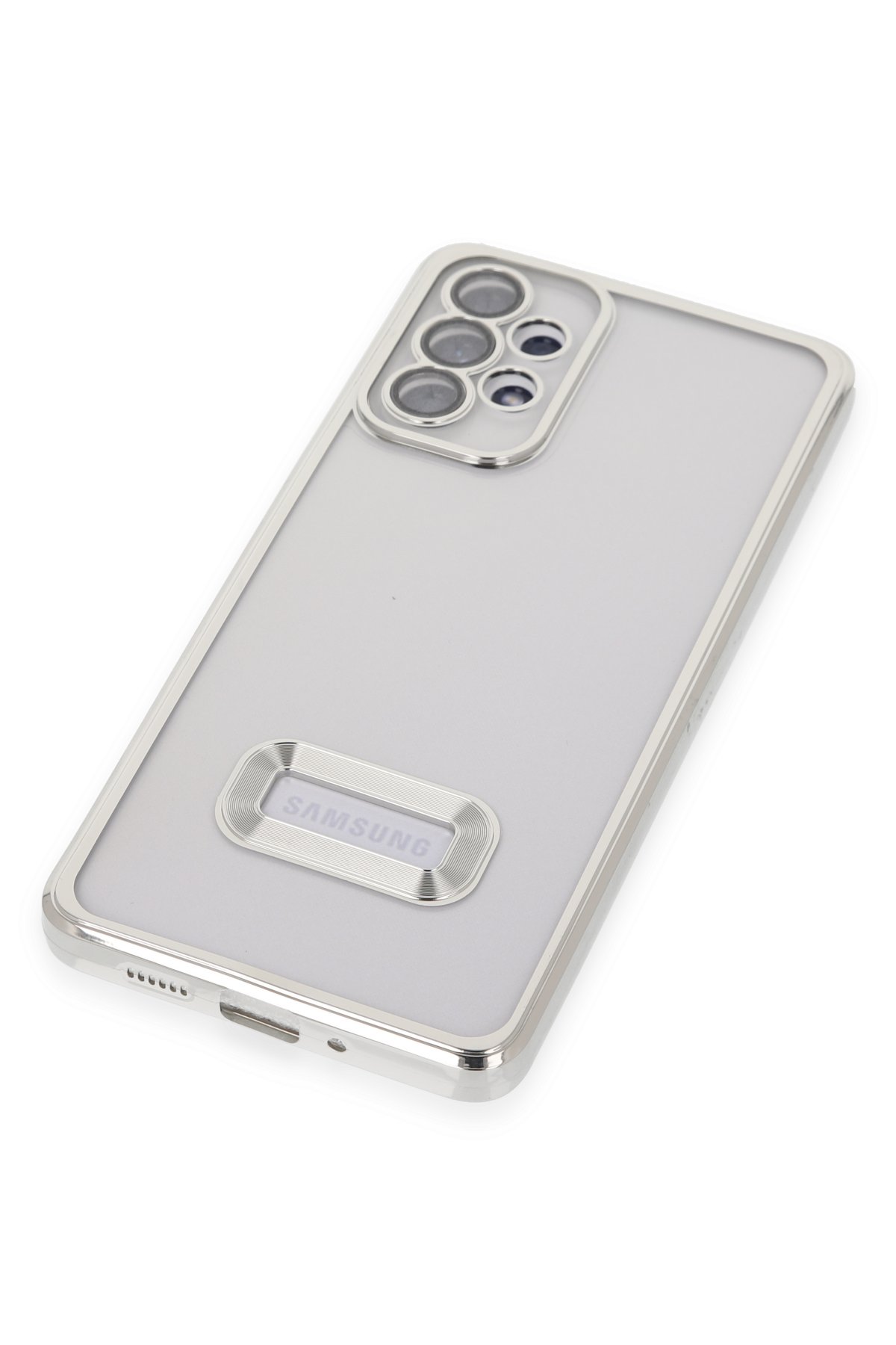 Newface Samsung Galaxy A73 5G Kılıf Razer Lensli Silikon - Gümüş