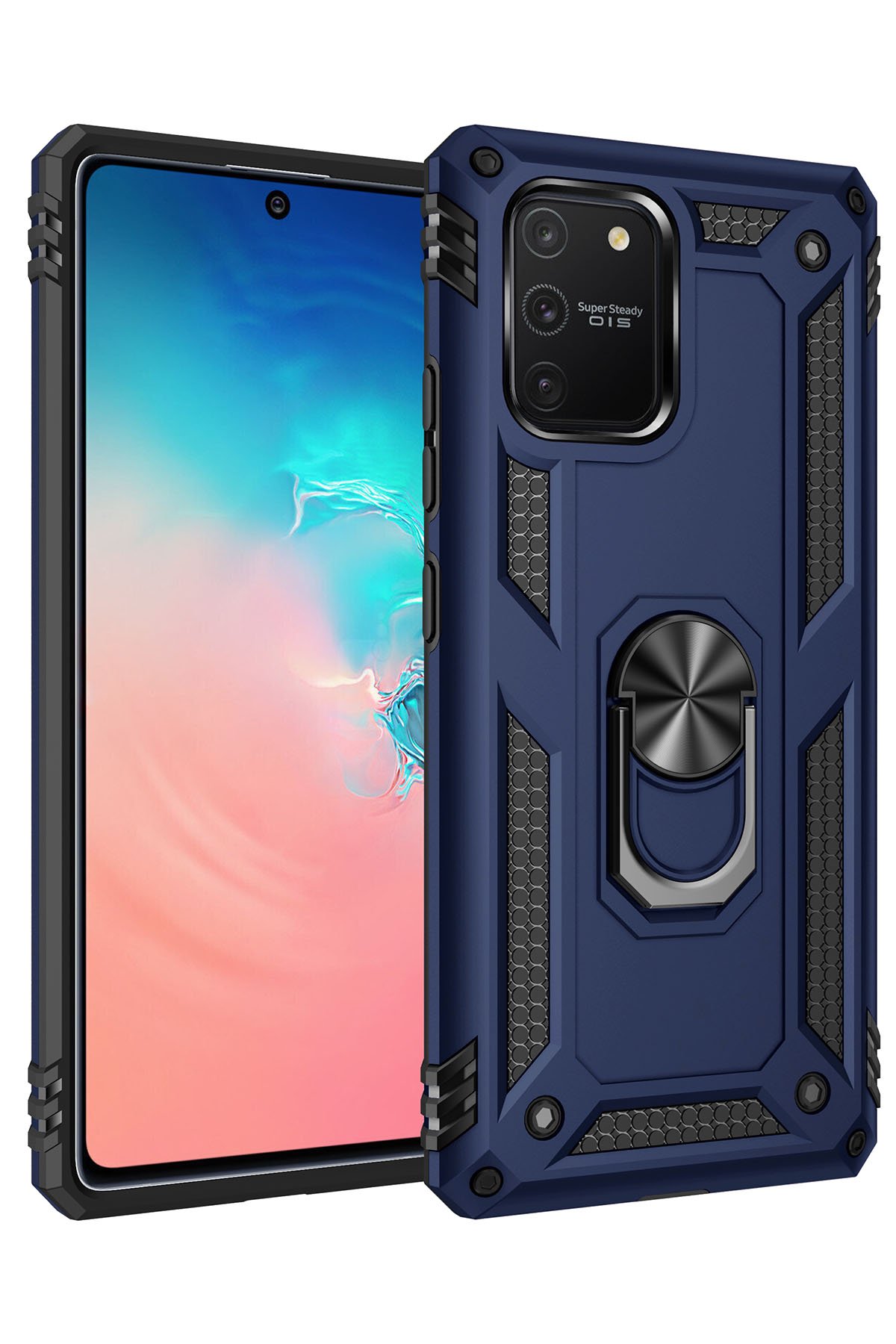 Newface Samsung Galaxy A91 / S10 Lite Kılıf Sofya Yüzüklü Silikon Kapak - Gold