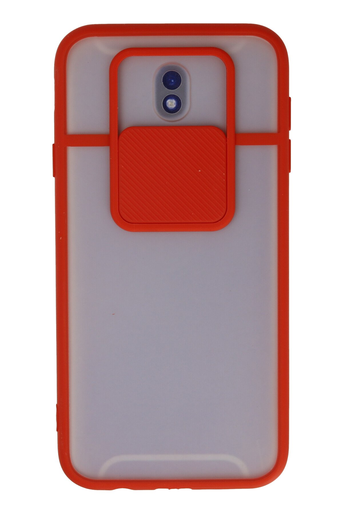 Newface Samsung Galaxy J7 Pro / J730 Kılıf Palm Buzlu Kamera Sürgülü Silikon - Kırmızı