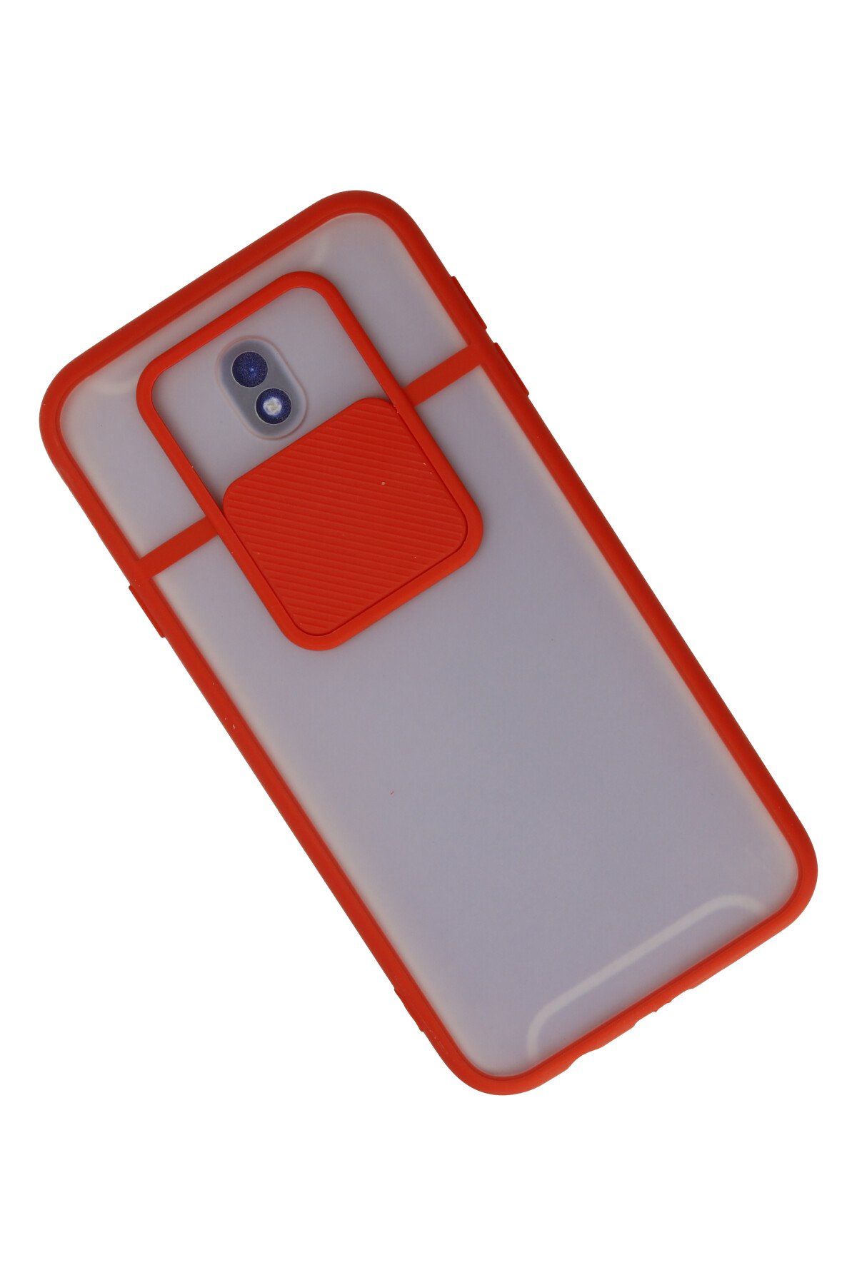 Newface Samsung Galaxy J7 Pro / J730 Kılıf Palm Buzlu Kamera Sürgülü Silikon - Kırmızı