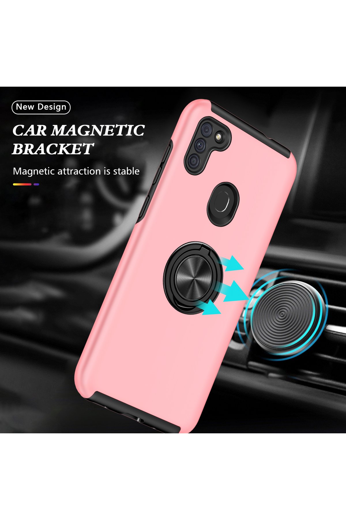 Newface Samsung Galaxy M11 Kılıf Zegna Yüzüklü Silikon Kapak - Mavi