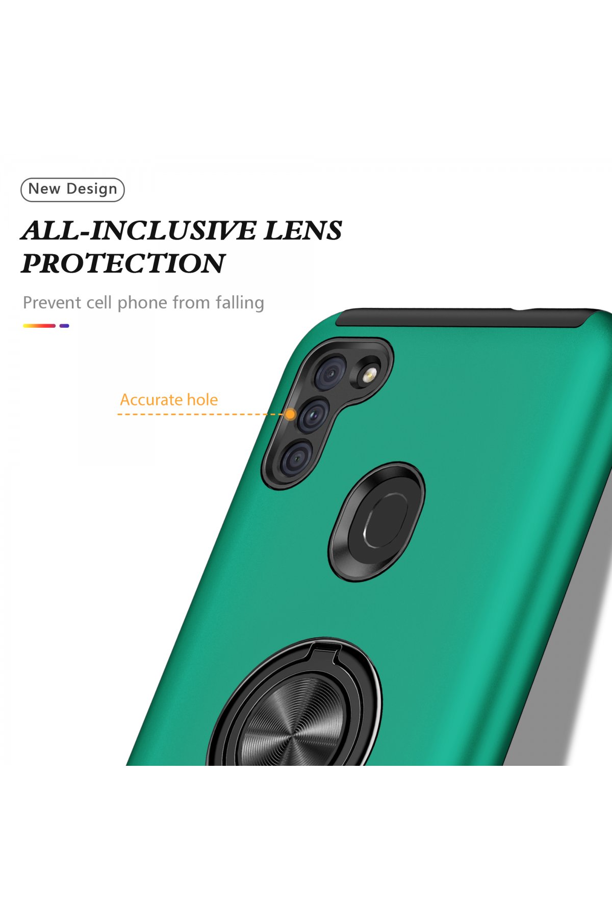 Newface Samsung Galaxy M11 Kılıf Elit Yüzüklü Kapak - Kırmızı