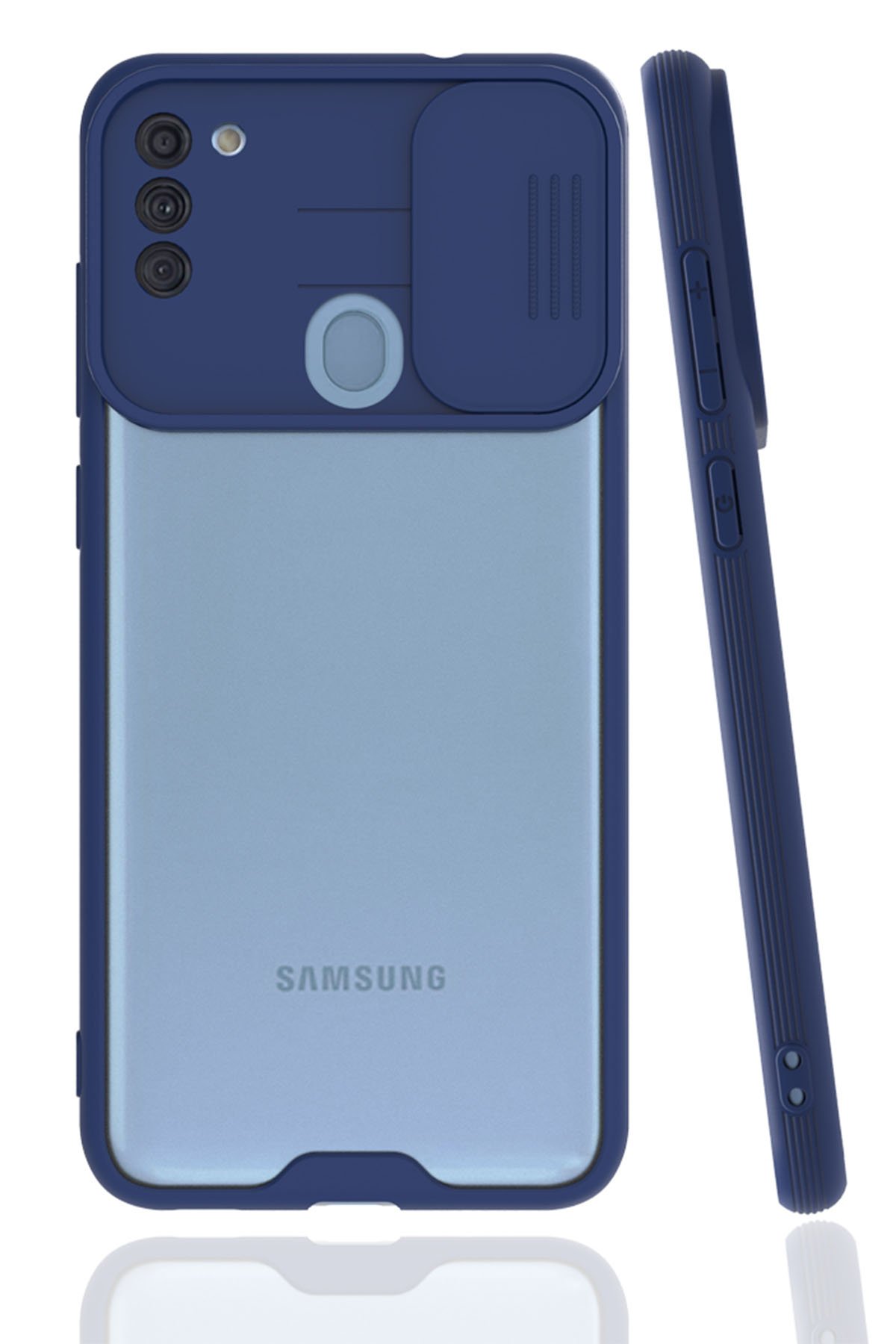 Newface Samsung Galaxy A11 Kılıf Focus Karbon Silikon - Lacivert